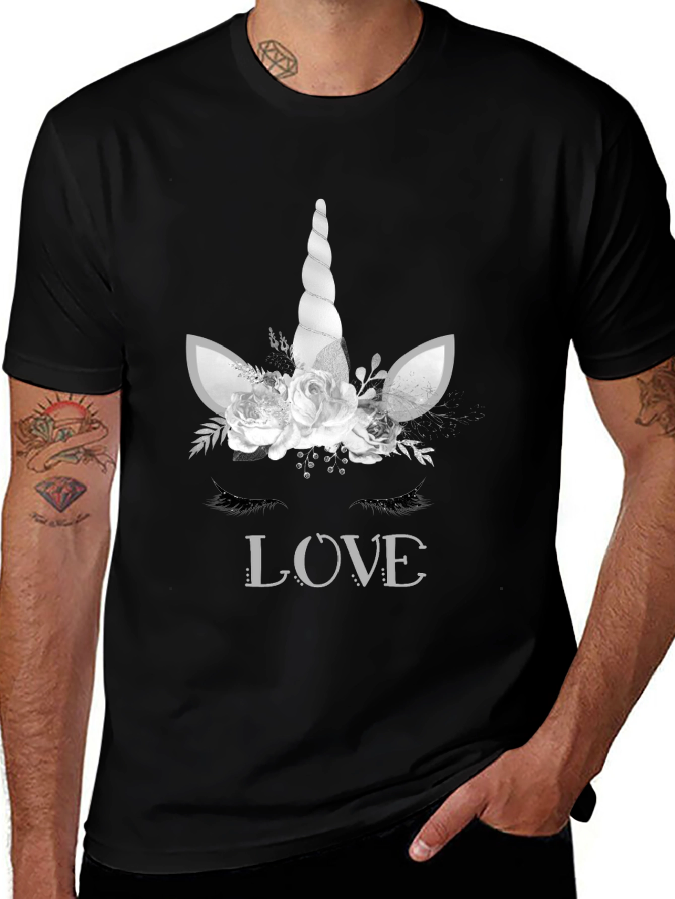 Variant 4 of Unicorn LOVE Graphic Tee - Black T-Shirt