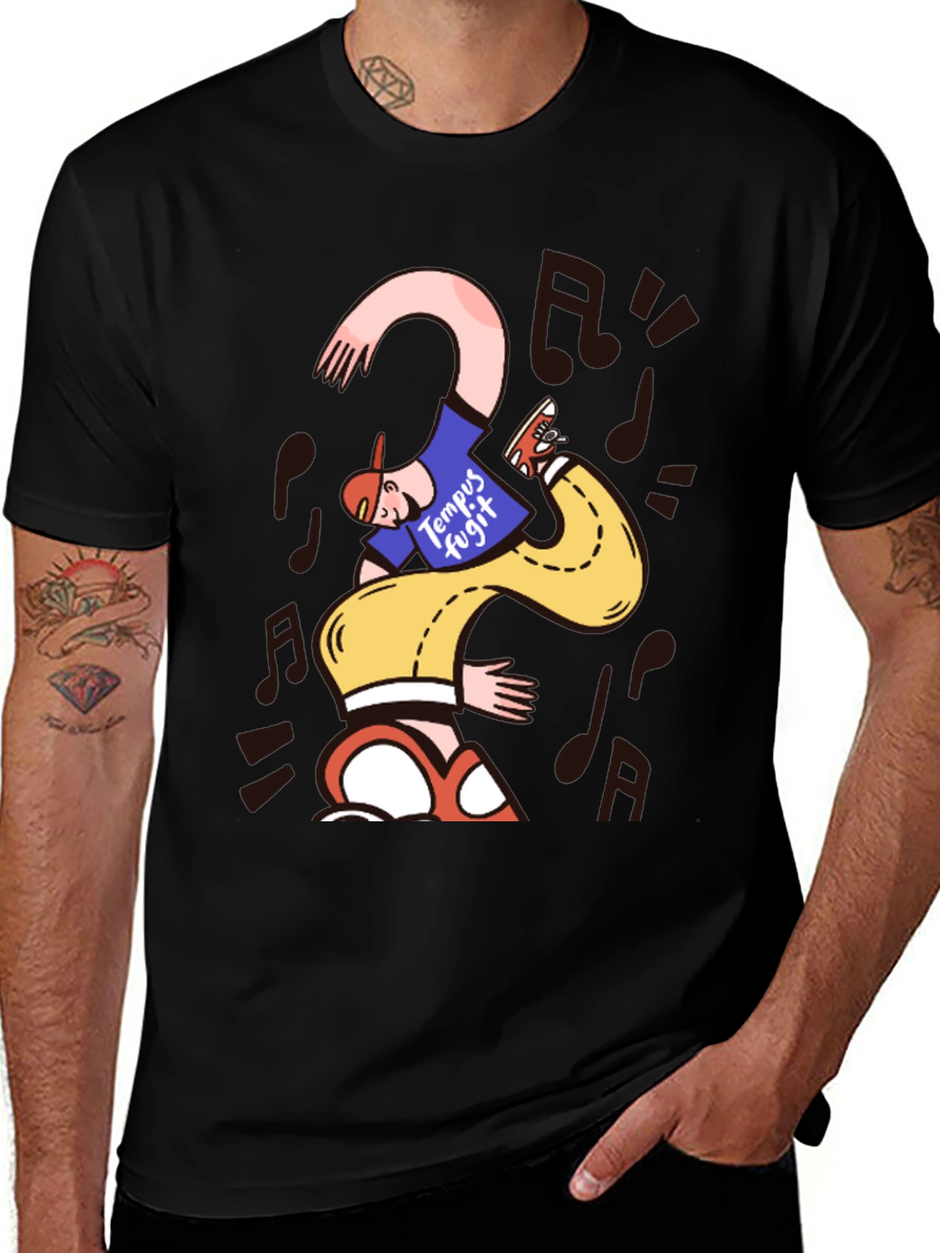 Unique Graphic Print T-Shirt - Time Flies