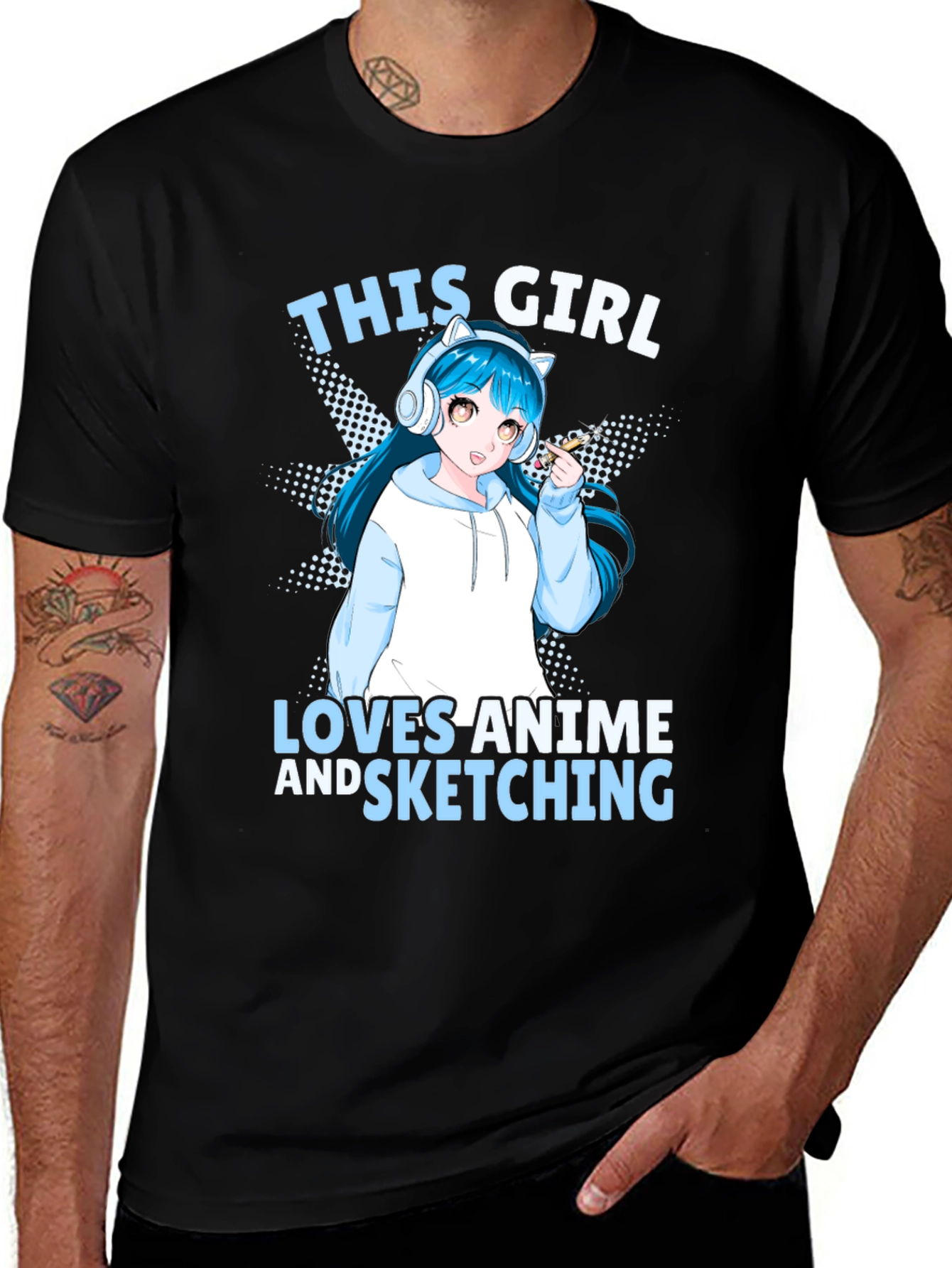 Variant 4 of Anime & Sketching Girl's T-Shirt