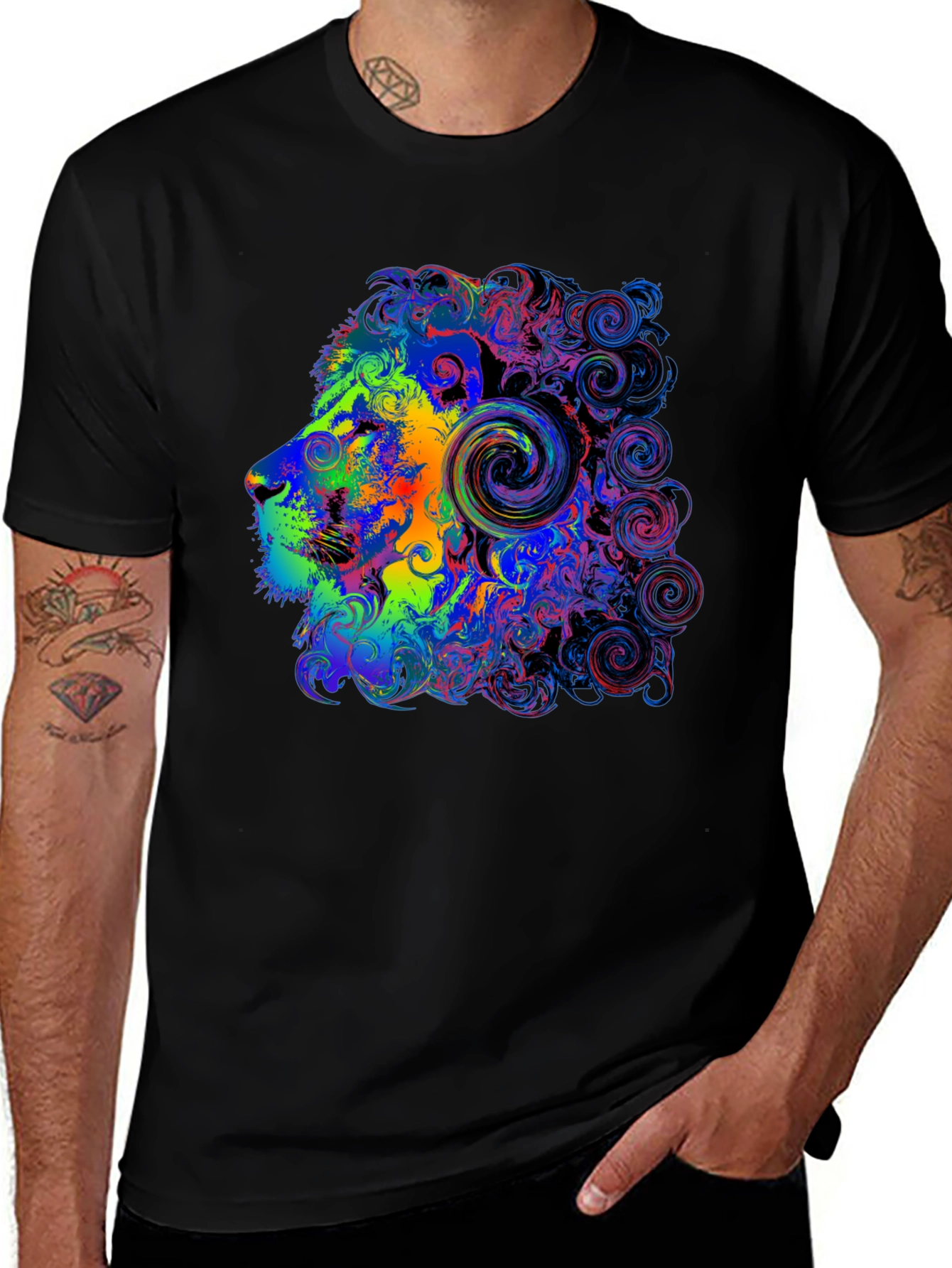 Variant 23 of Psychedelic Lion Head Graphic Tee