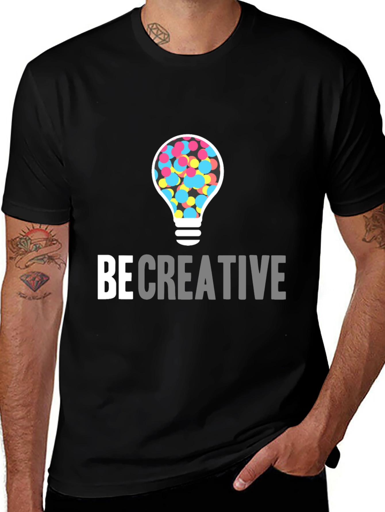 Variant 21 of Be Creative Light Bulb Graphic Tee - Black