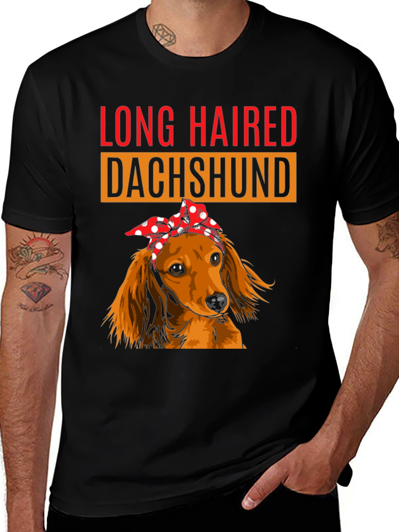 Variant 6 of Long Haired Dachshund Bandana T-Shirt