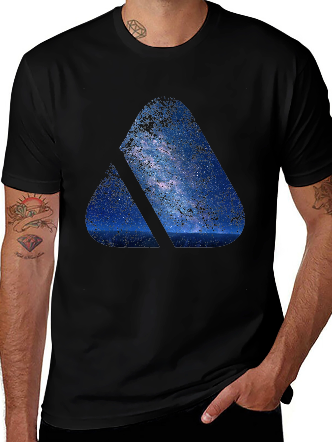 Variant 9 of Galaxy Print Men's Black T-Shirt