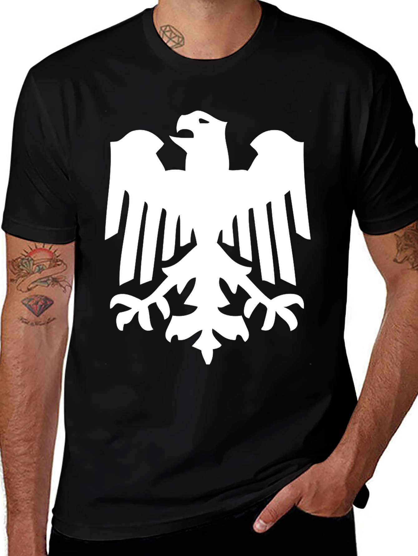 Variant 15 of Black T-Shirt with White Eagle Graphic