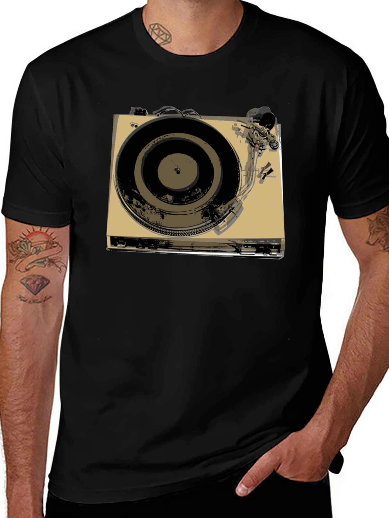 Variant 5 of Vintage Turntable Graphic Tee - Retro DJ Style