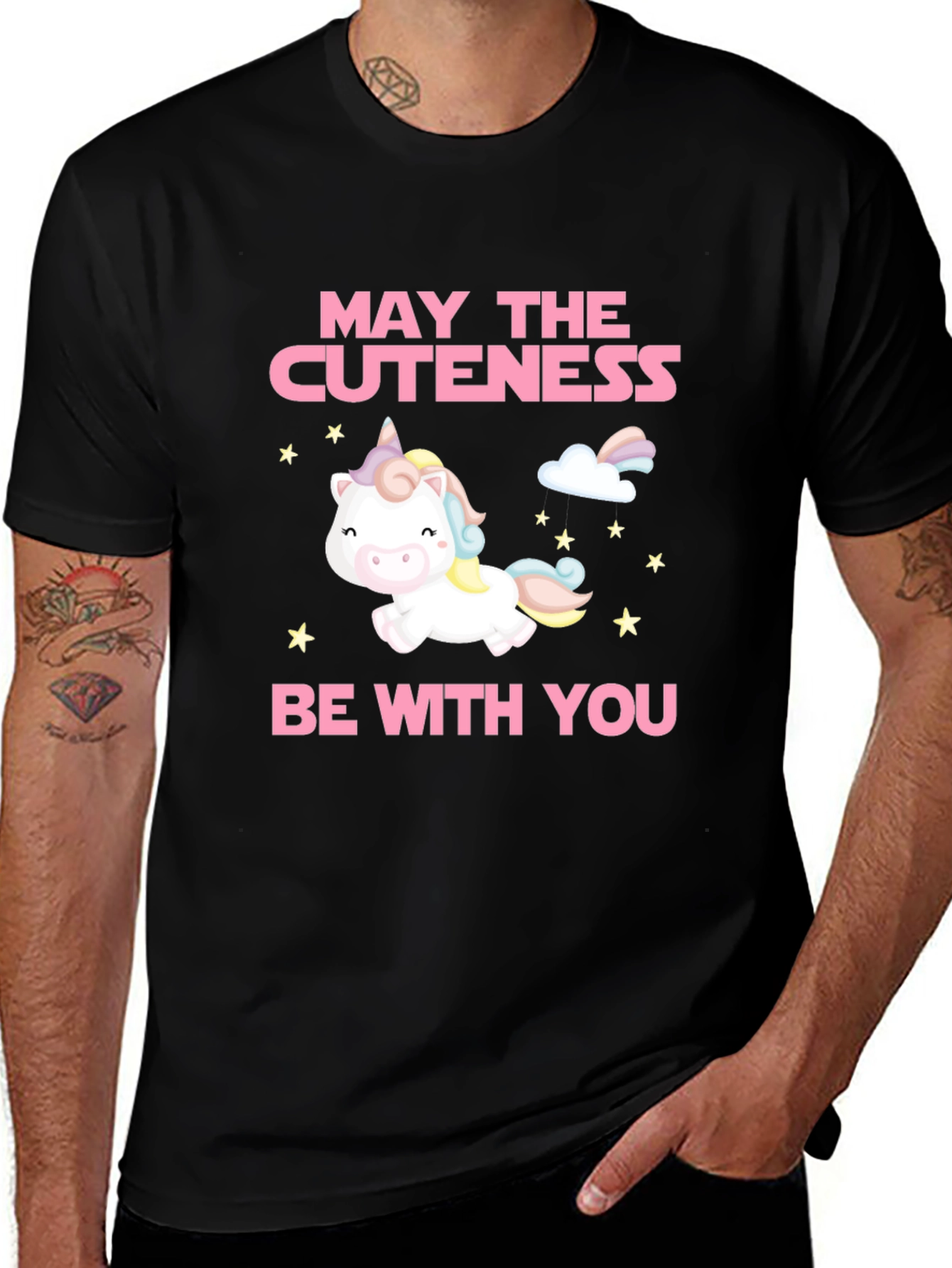 Variant 14 of Cute Unicorn Graphic Tee - May the Cuteness Be With You!