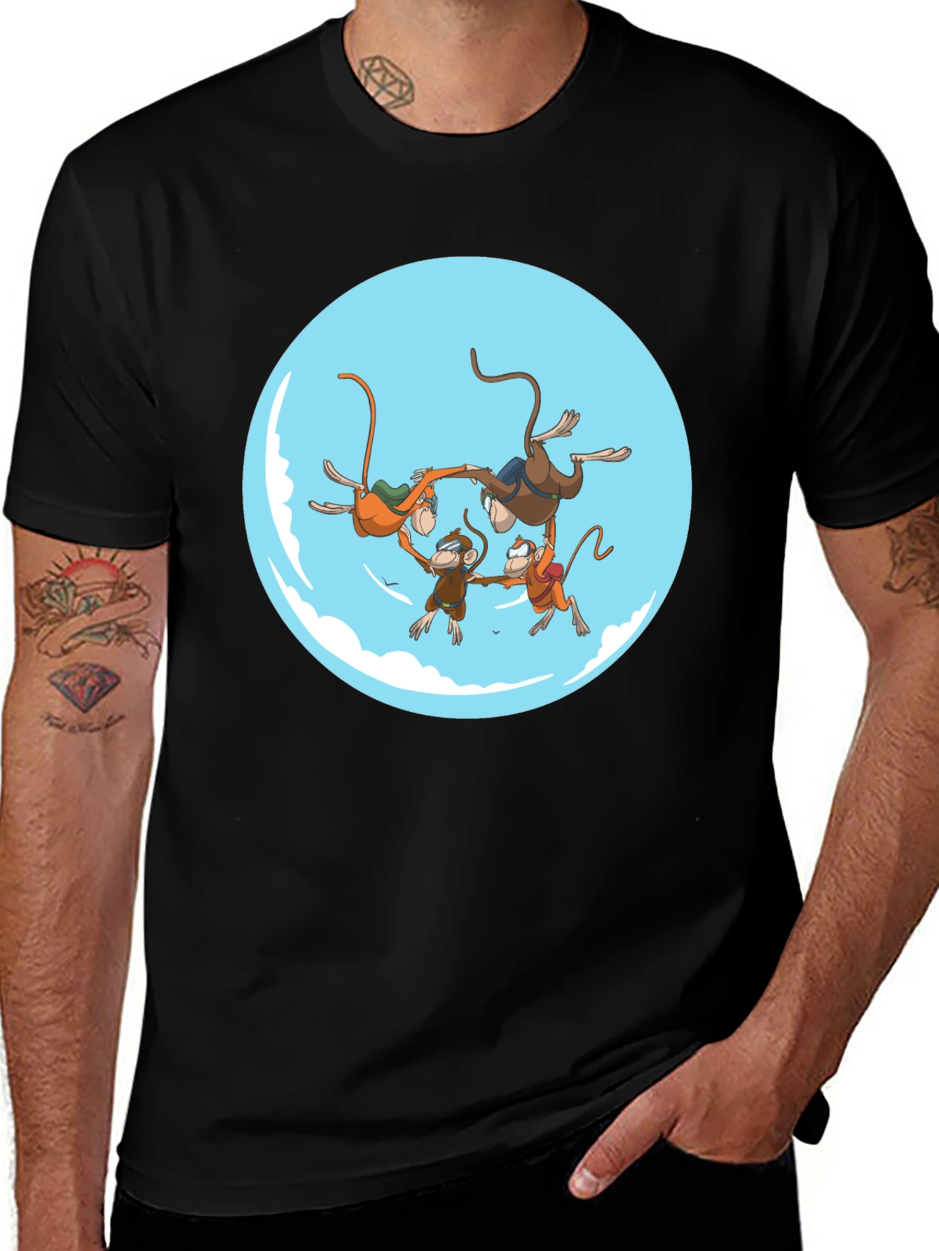 Variant 23 of Monkey Business T-Shirt - Sky Circle Design