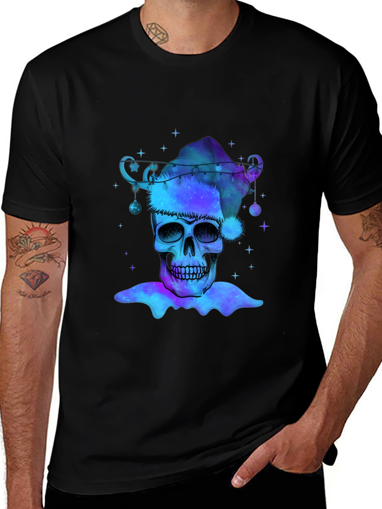 Variant 27 of Galaxy Skull Santa Hat Graphic Tee