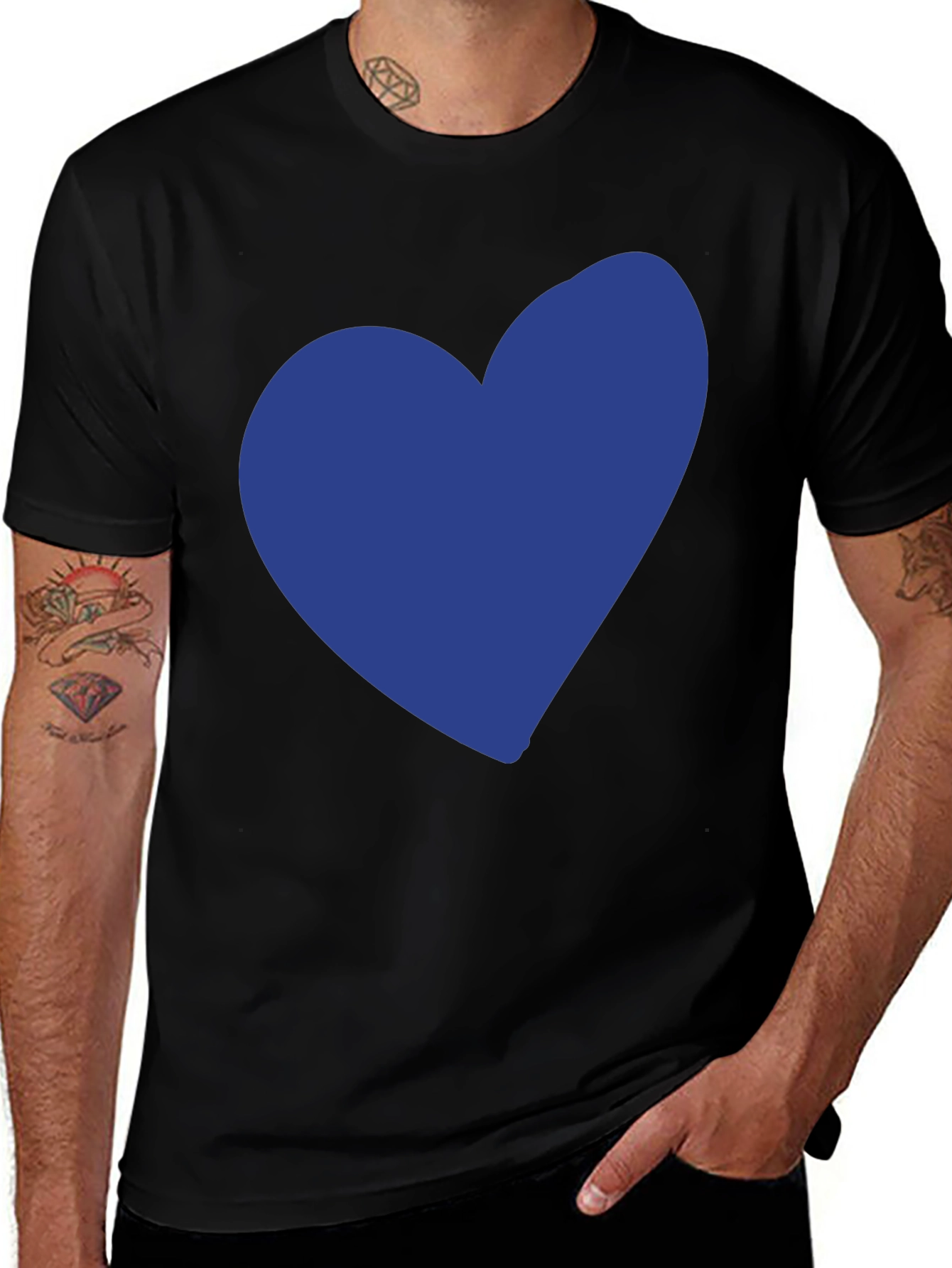 Variant 26 of Black T-Shirt with Blue Heart