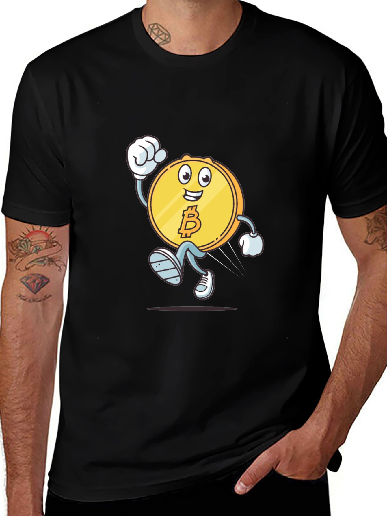 Variant 10 of Bitcoin Cartoon Black T-Shirt