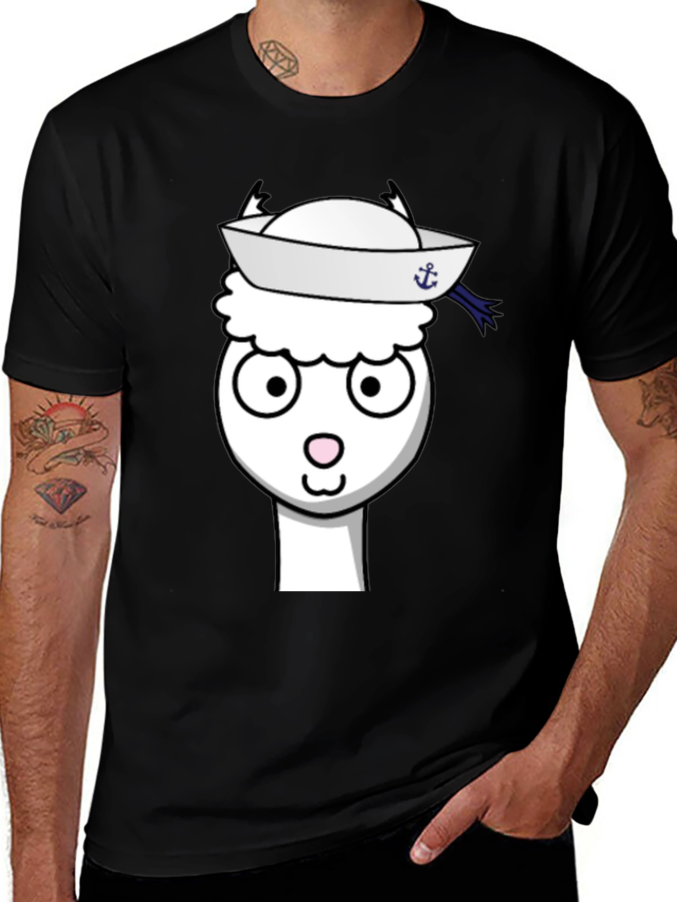 Variant 6 of Cute Alpaca Sailor T-Shirt - Soft Cotton Blend, Unique Design