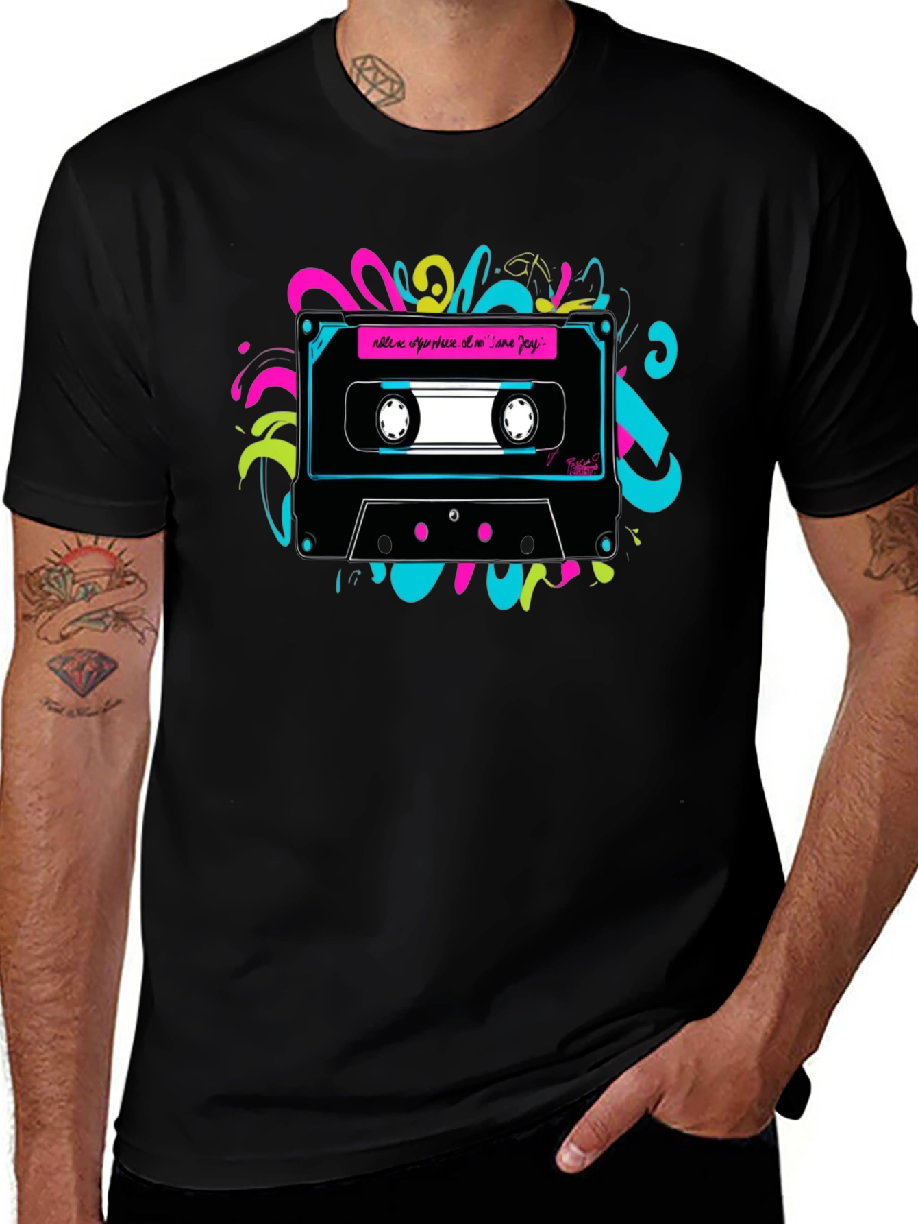Variant 18 of Retro Cassette Tape Graphic T-Shirt - Black