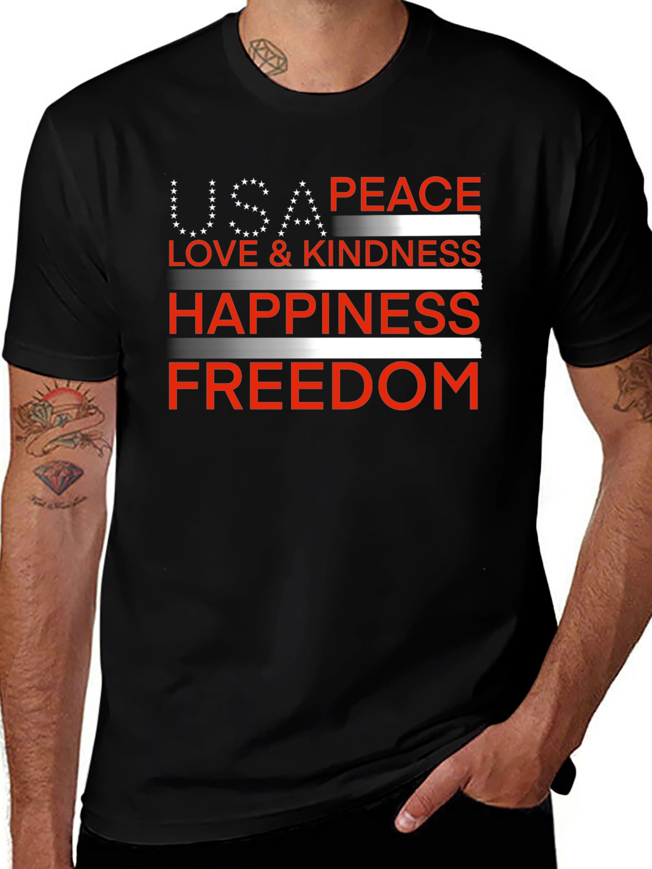 Variant 7 of USA Peace Love Happiness Freedom T-Shirt