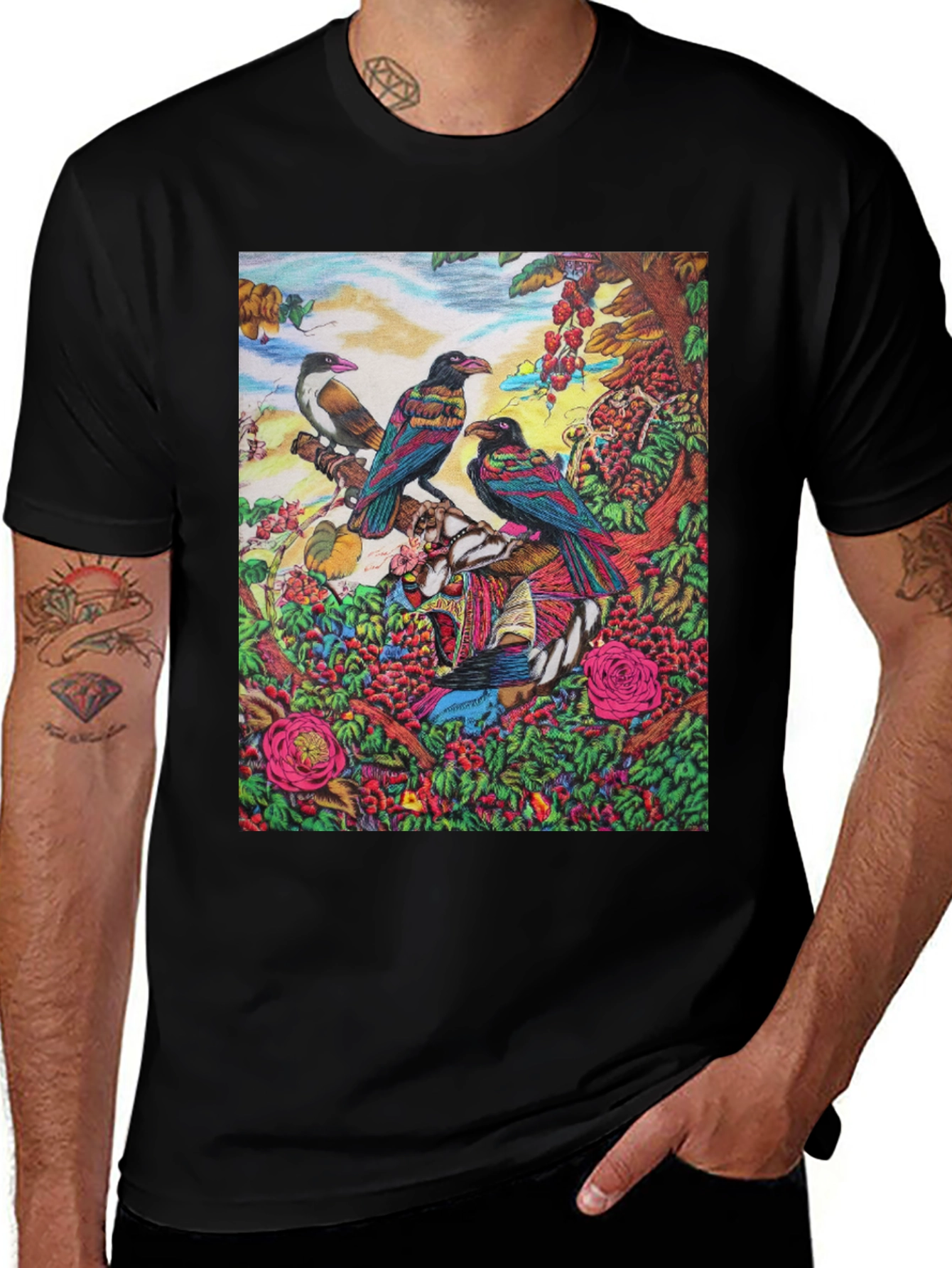 Variant 23 of Colorful Birds Print T-Shirt