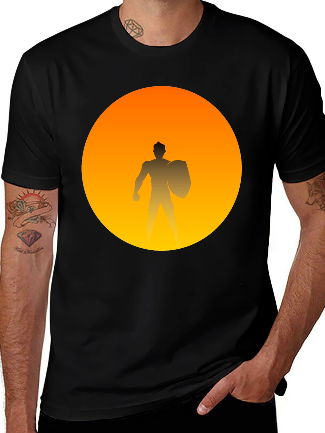 Variant 12 of Warrior Silhouette Tee - Sunset Graphic T-Shirt