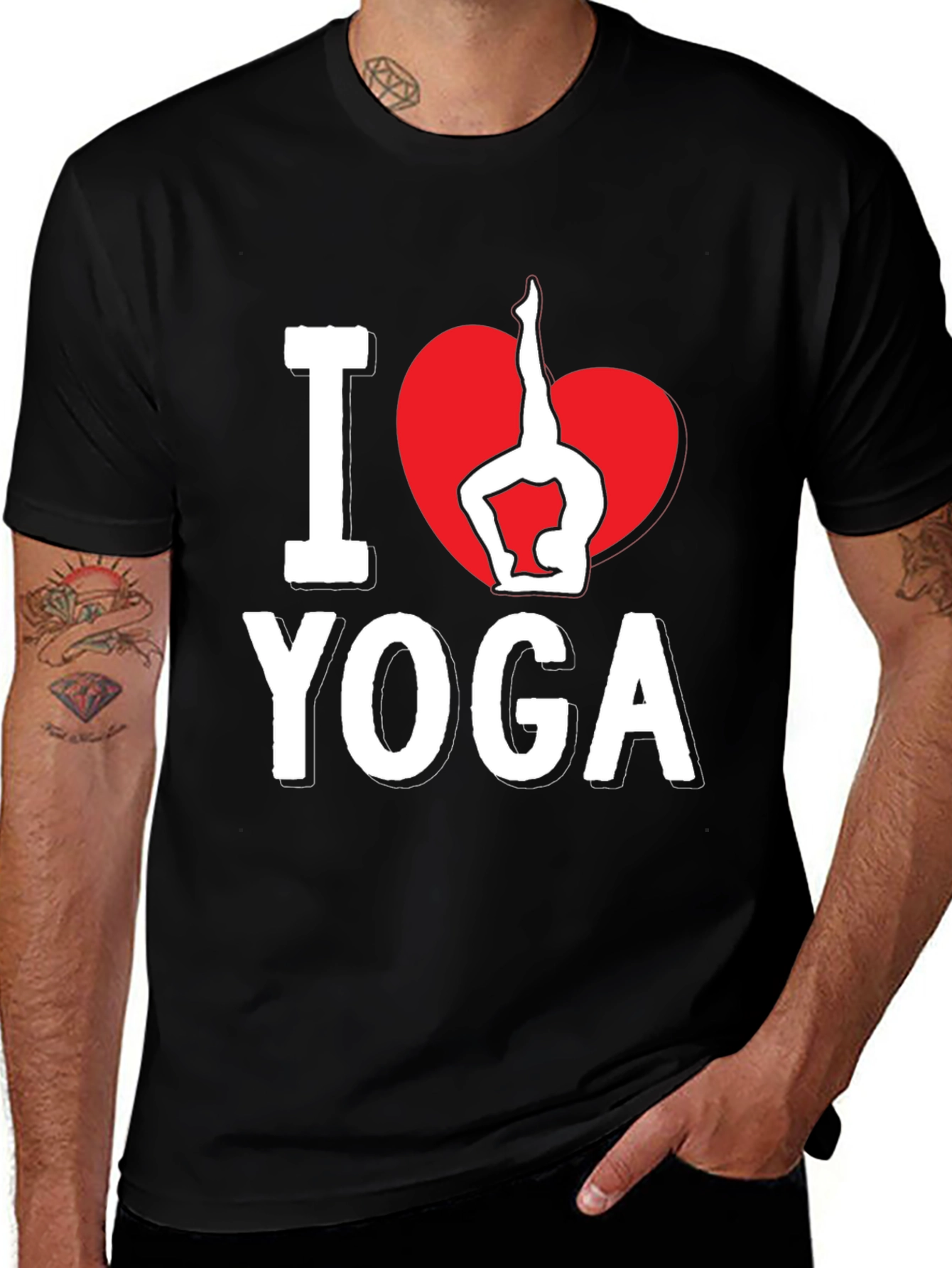 Variant 19 of I Love Yoga T-Shirt - Black Cotton Blend