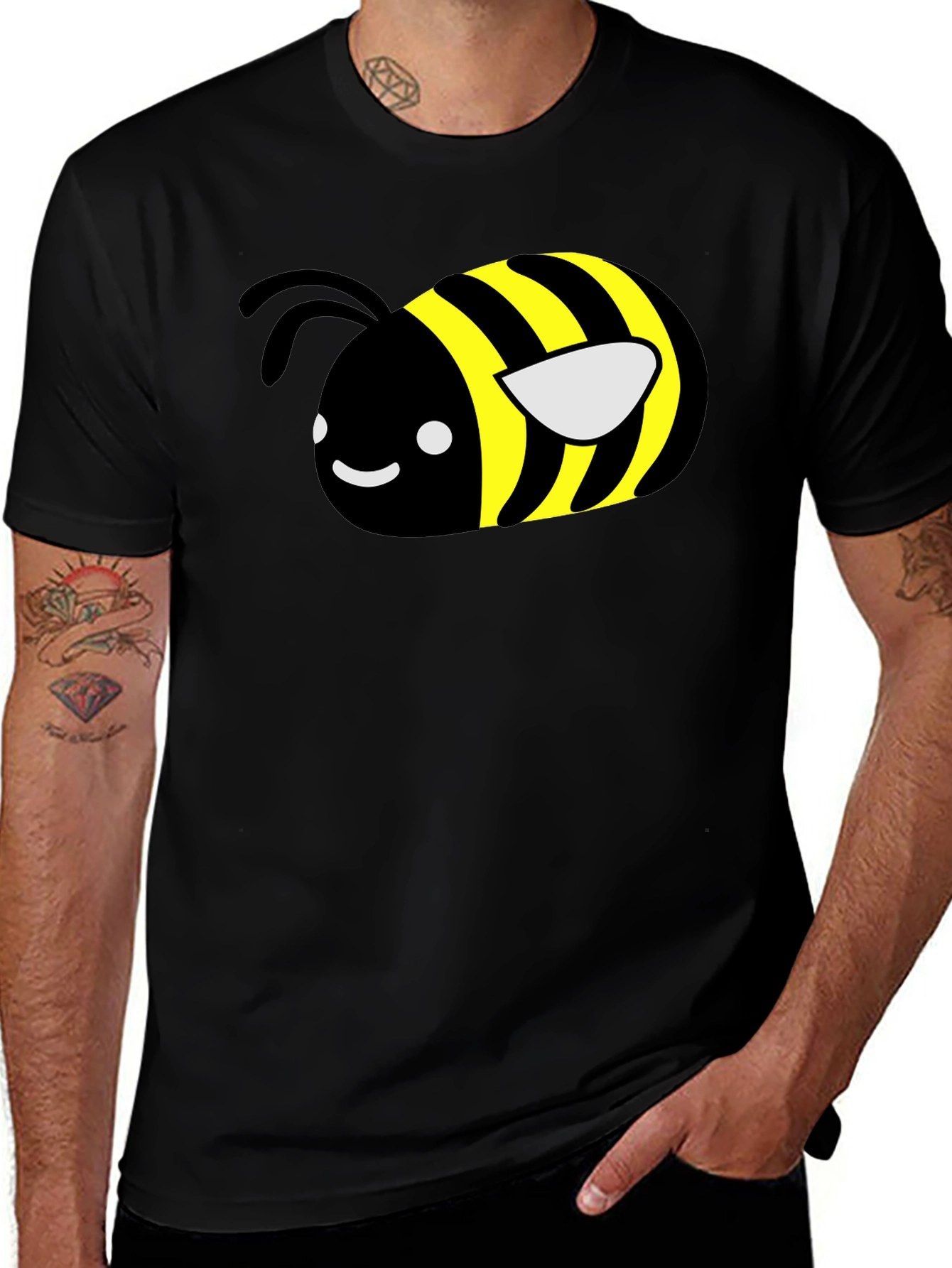 Cute Bee Graphic T-Shirt - Black Unisex Tee