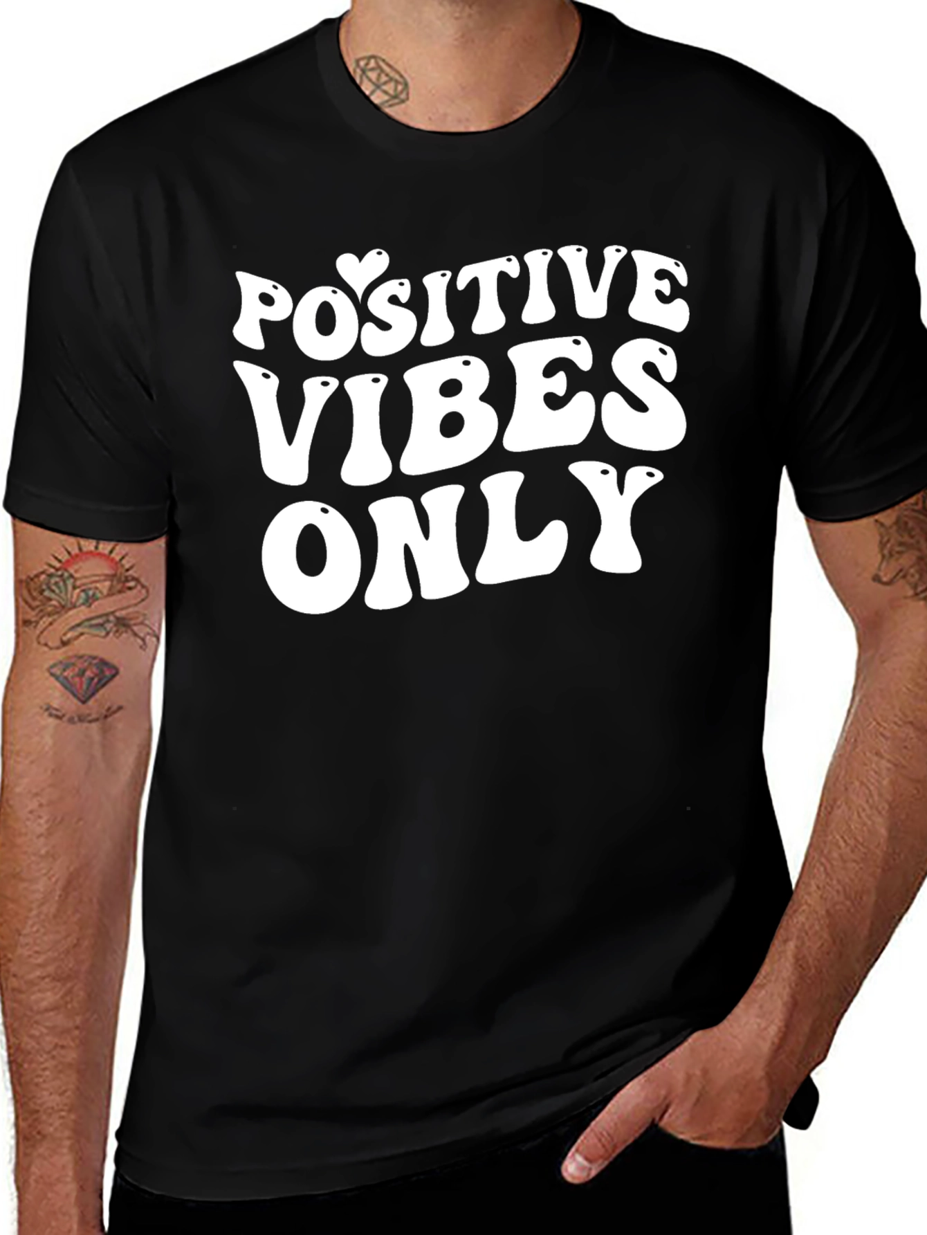 Variant 24 of Positive Vibes Only Black Graphic Tee