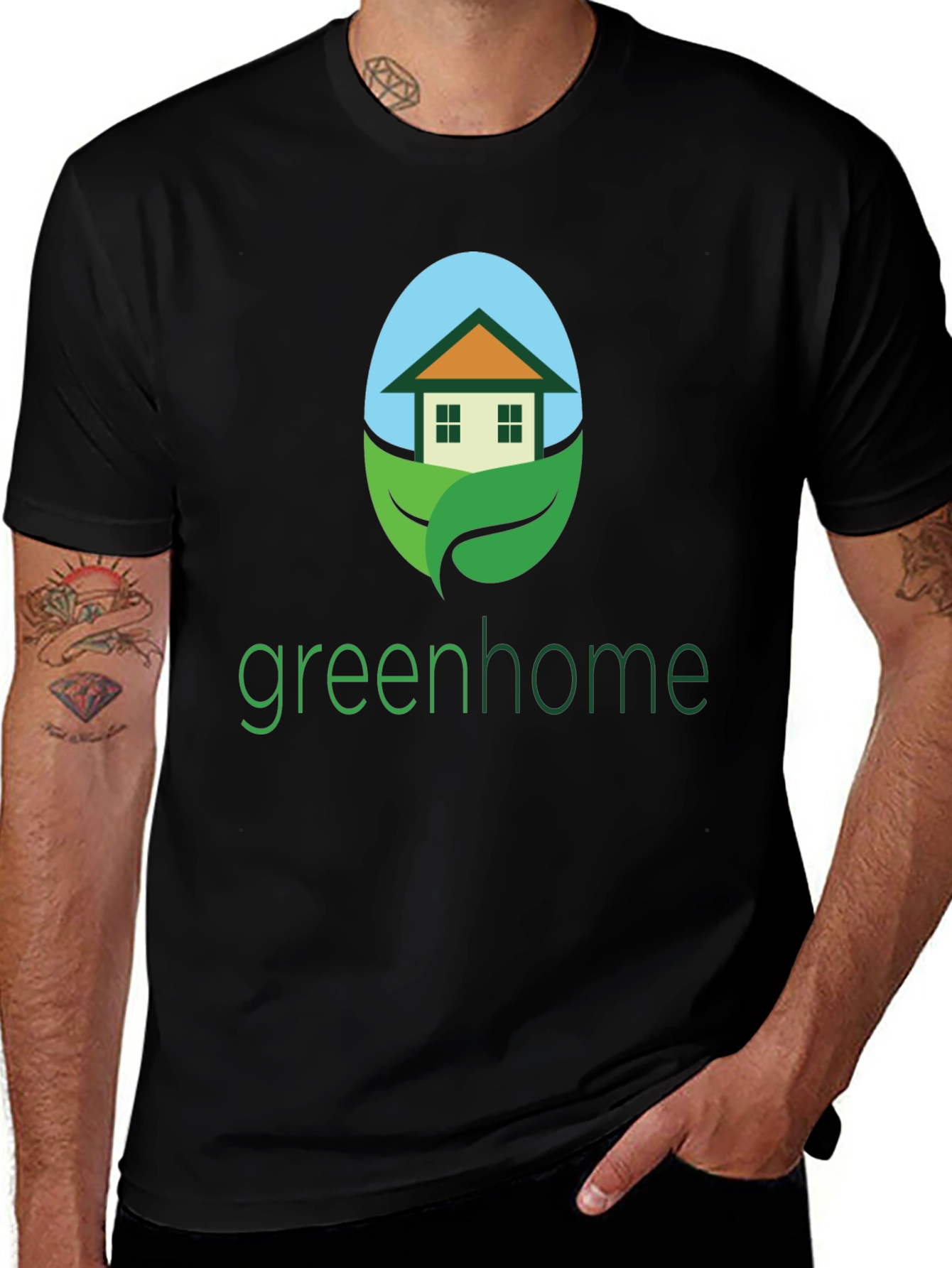 Variant 25 of Green Home Graphic Tee - Eco-Friendly Design