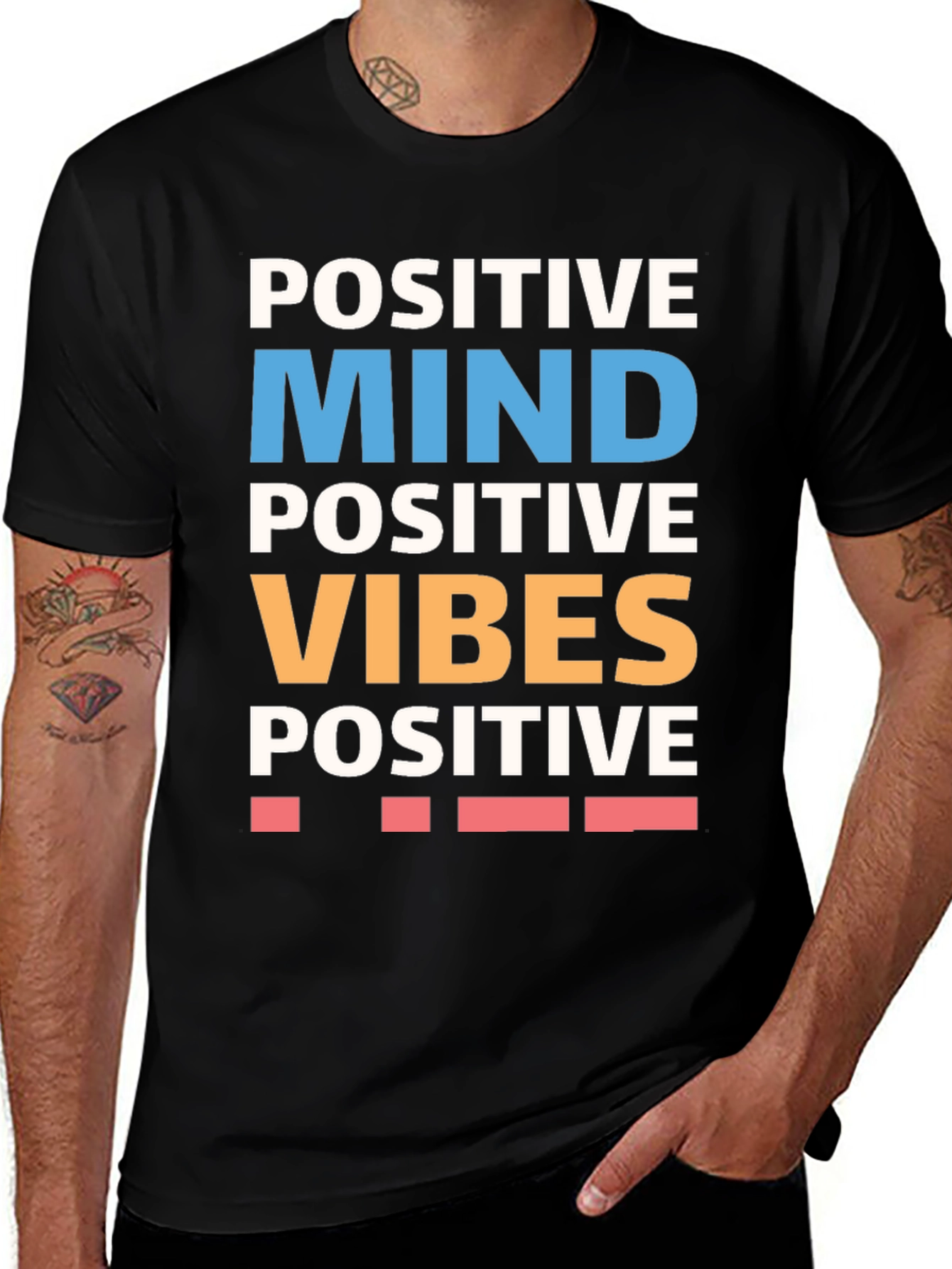 Variant 17 of Positive Mind Vibes Graphic Tee - Black Cotton T-Shirt