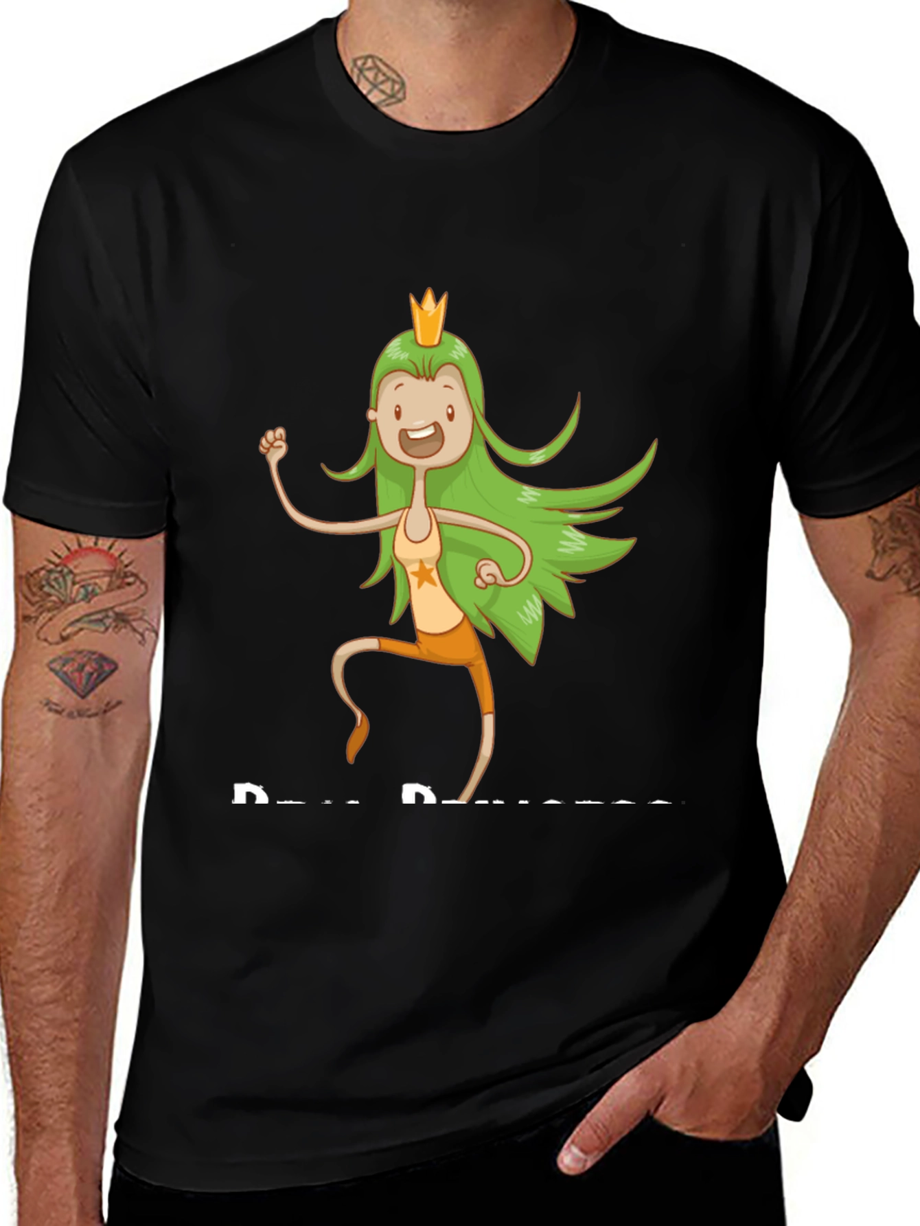 Variant 4 of Cartoon Princess T-Shirt - Black