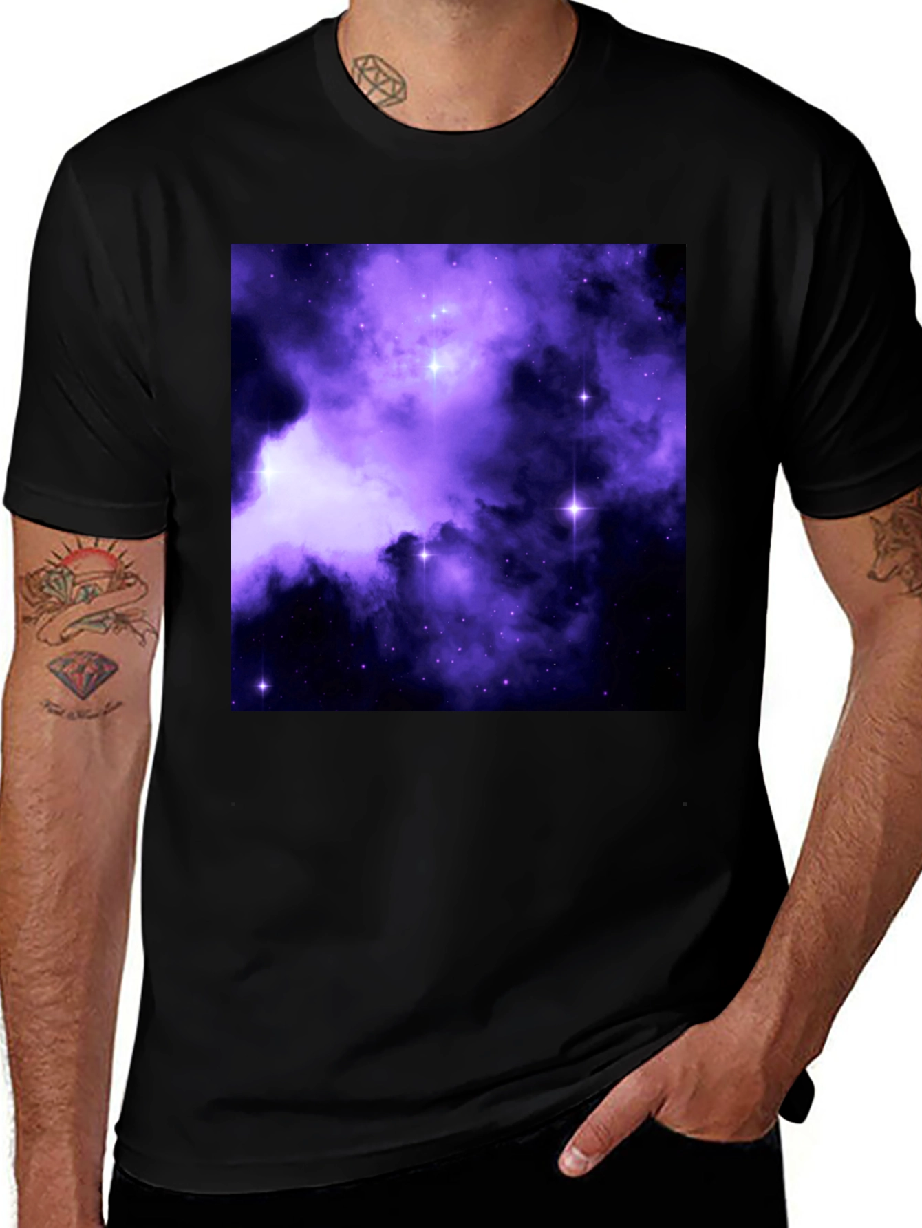 Galaxy Print Black Tee