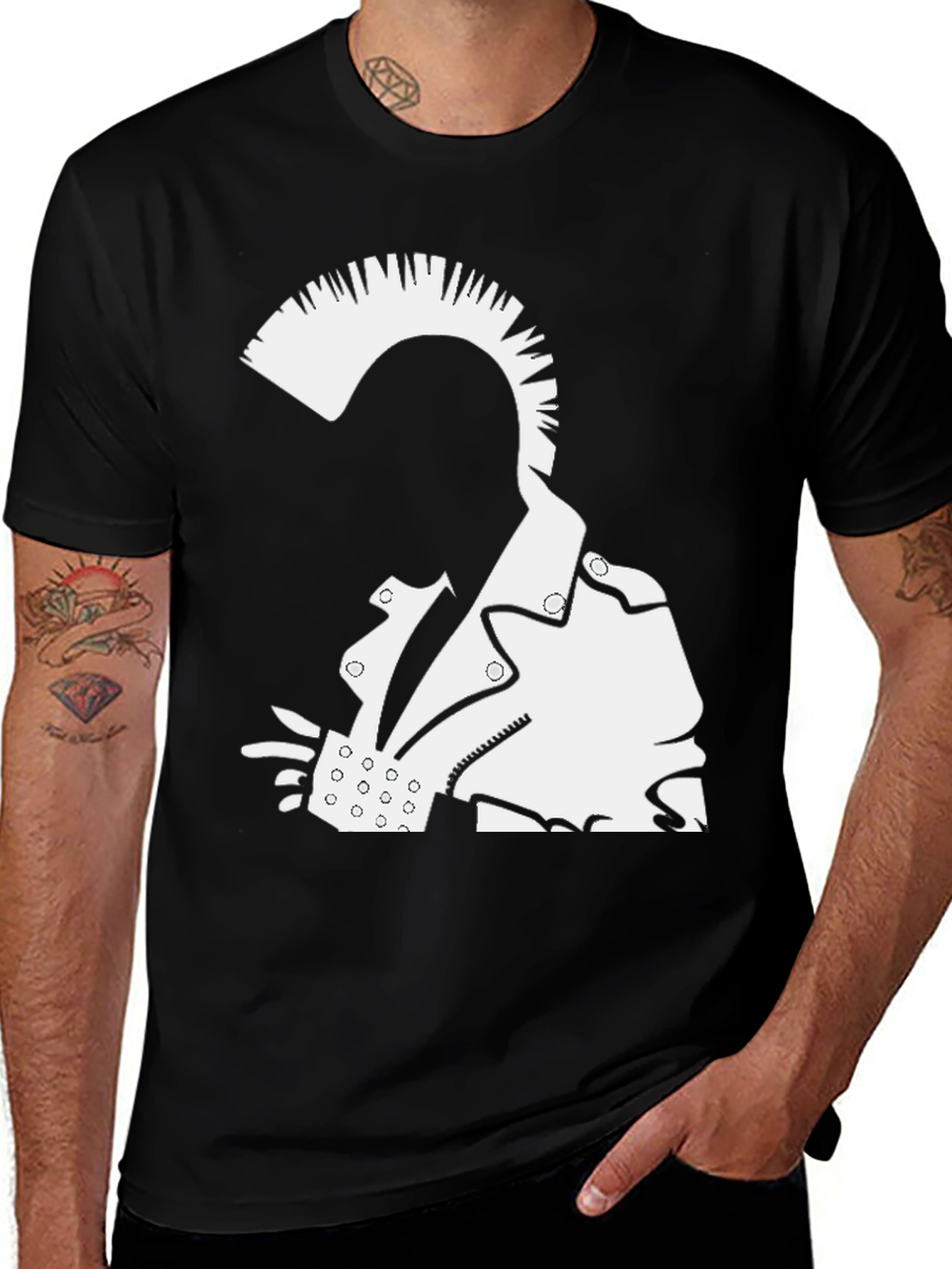 Variant 3 of Punk Rock Graphic Tee - Bold Black Cotton T-Shirt