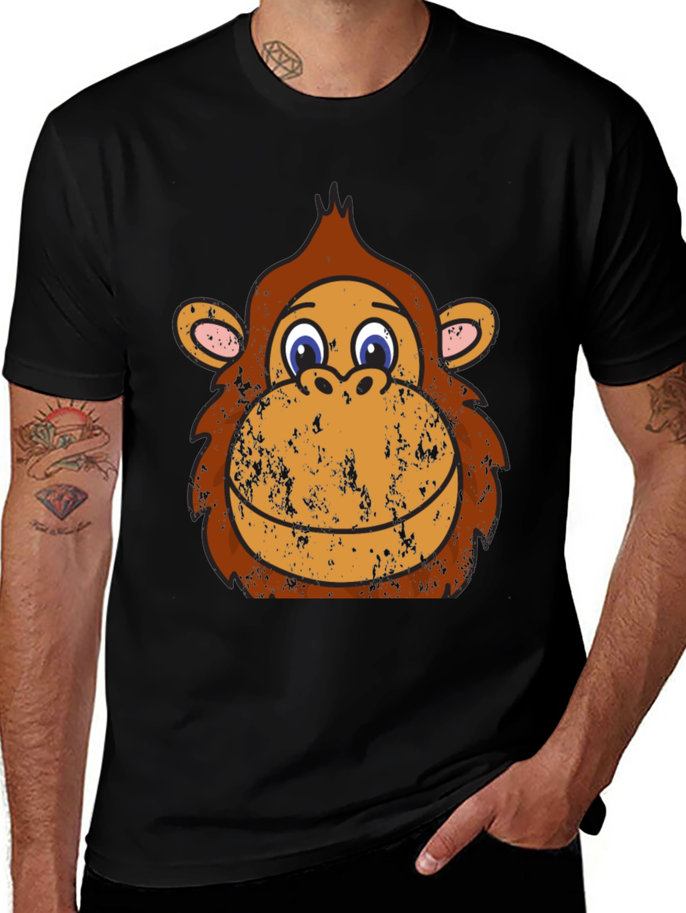 Variant 11 of Monkey Face Graphic Tee - Black