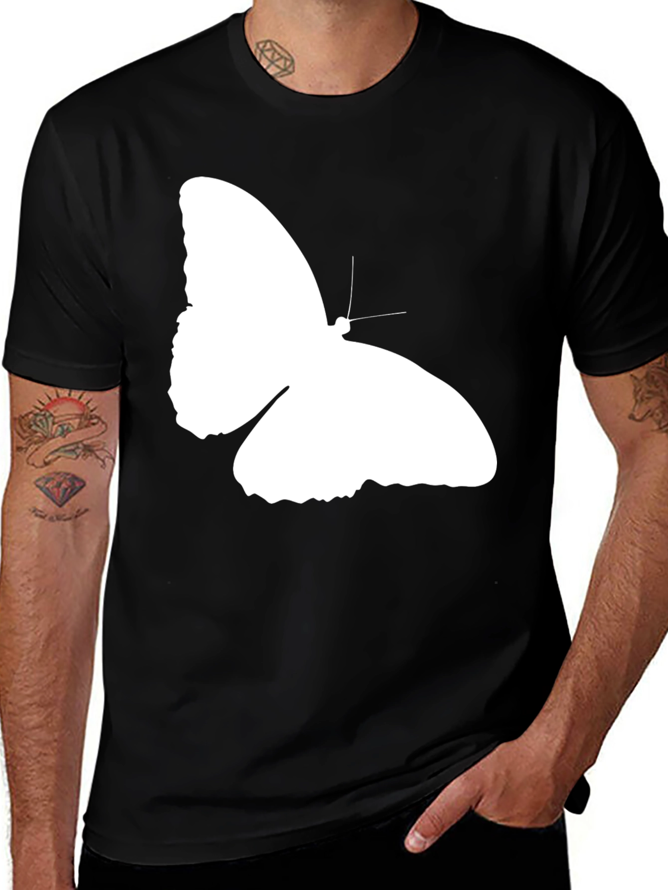 Variant 25 of Butterfly Graphic Print Black T-Shirt