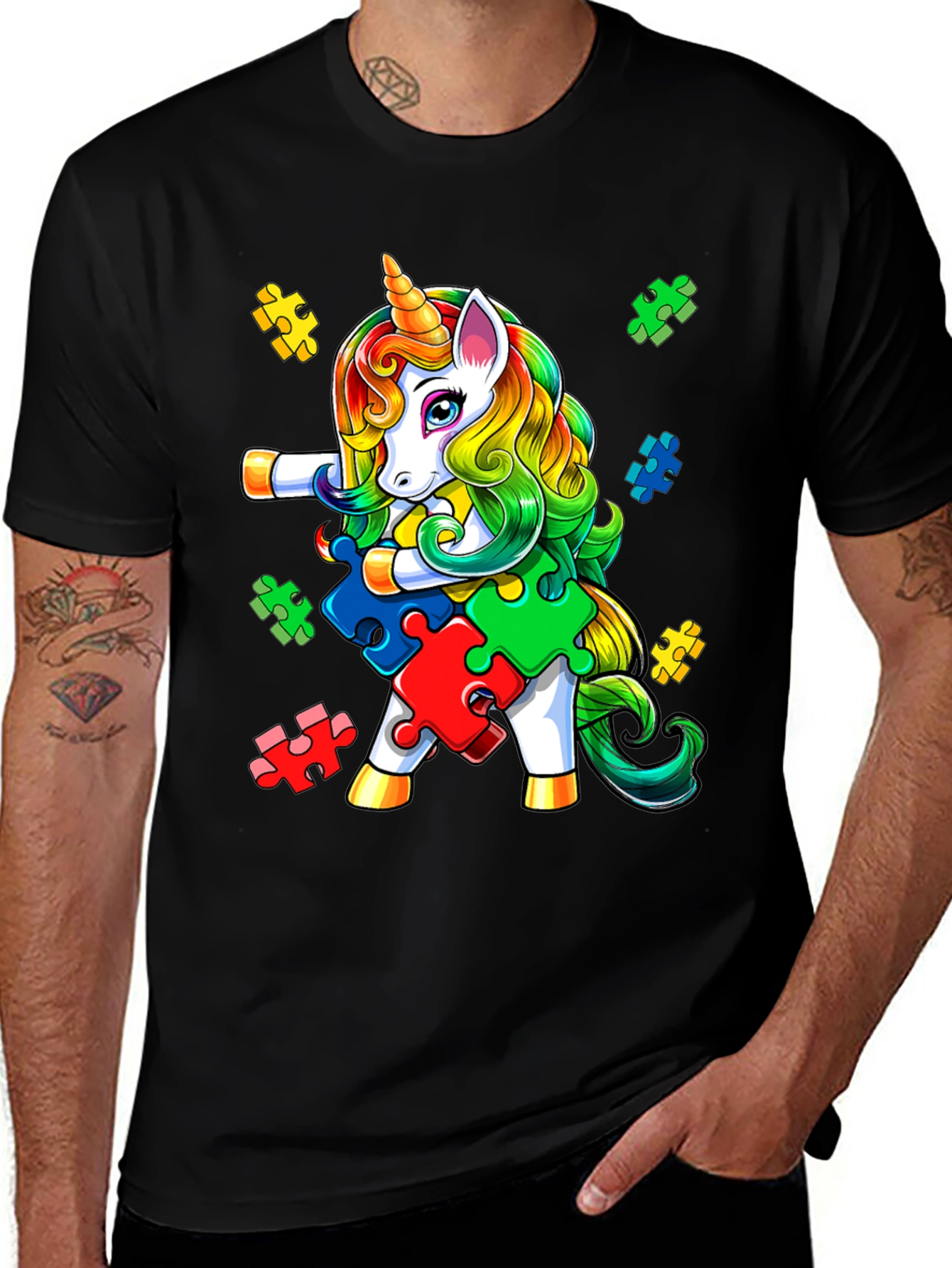 Variant 3 of Autism Awareness Unicorn Puzzle T-Shirt