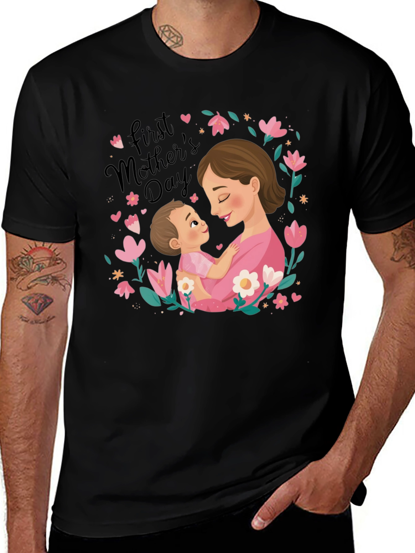 First Mother's Day Graphic Tee - Soft Black Shirt