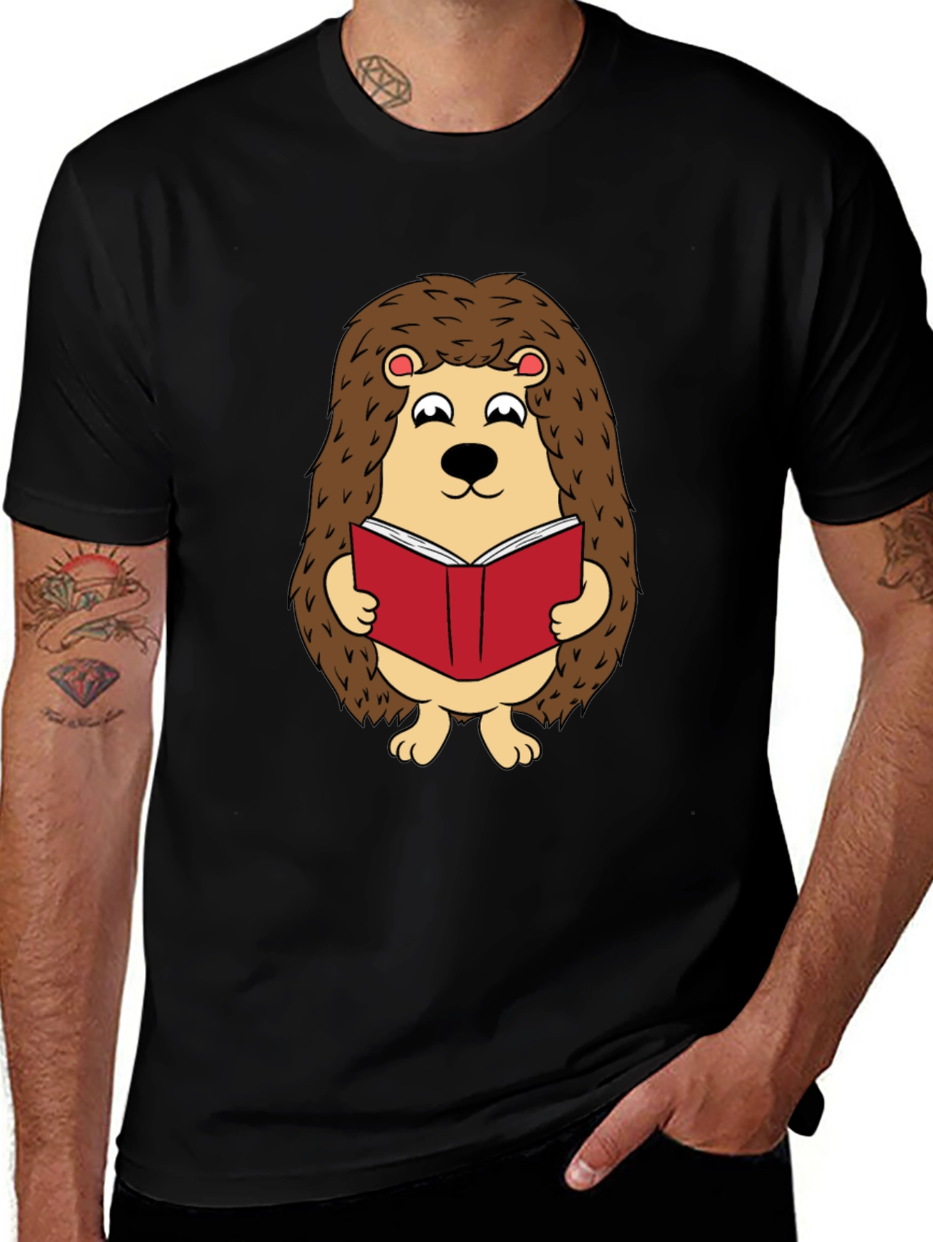 Variant 6 of Cute Hedgehog Reading Book Graphic T-Shirt