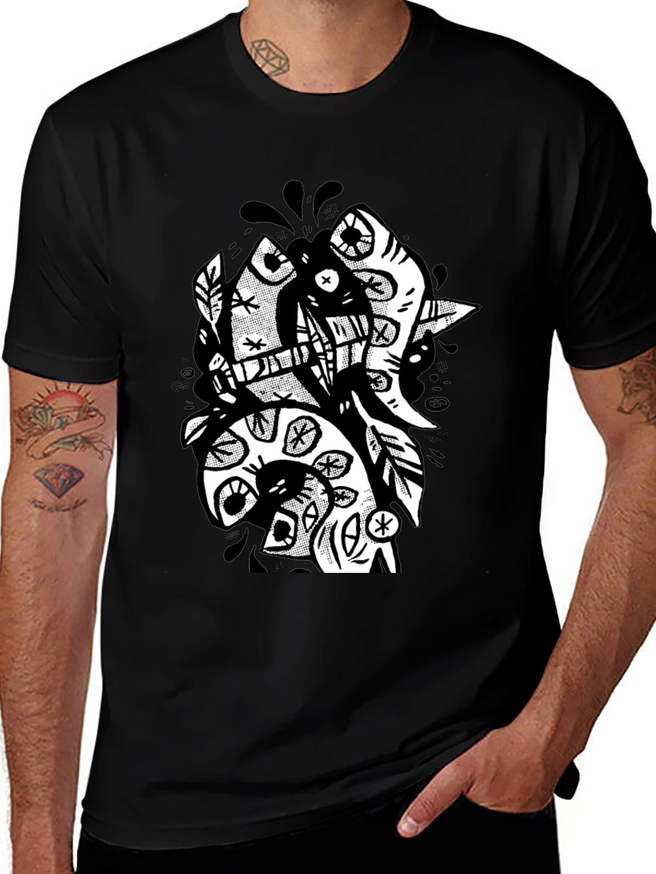 Variant 2 of Abstract Graphic Print Black Casual T-Shirt