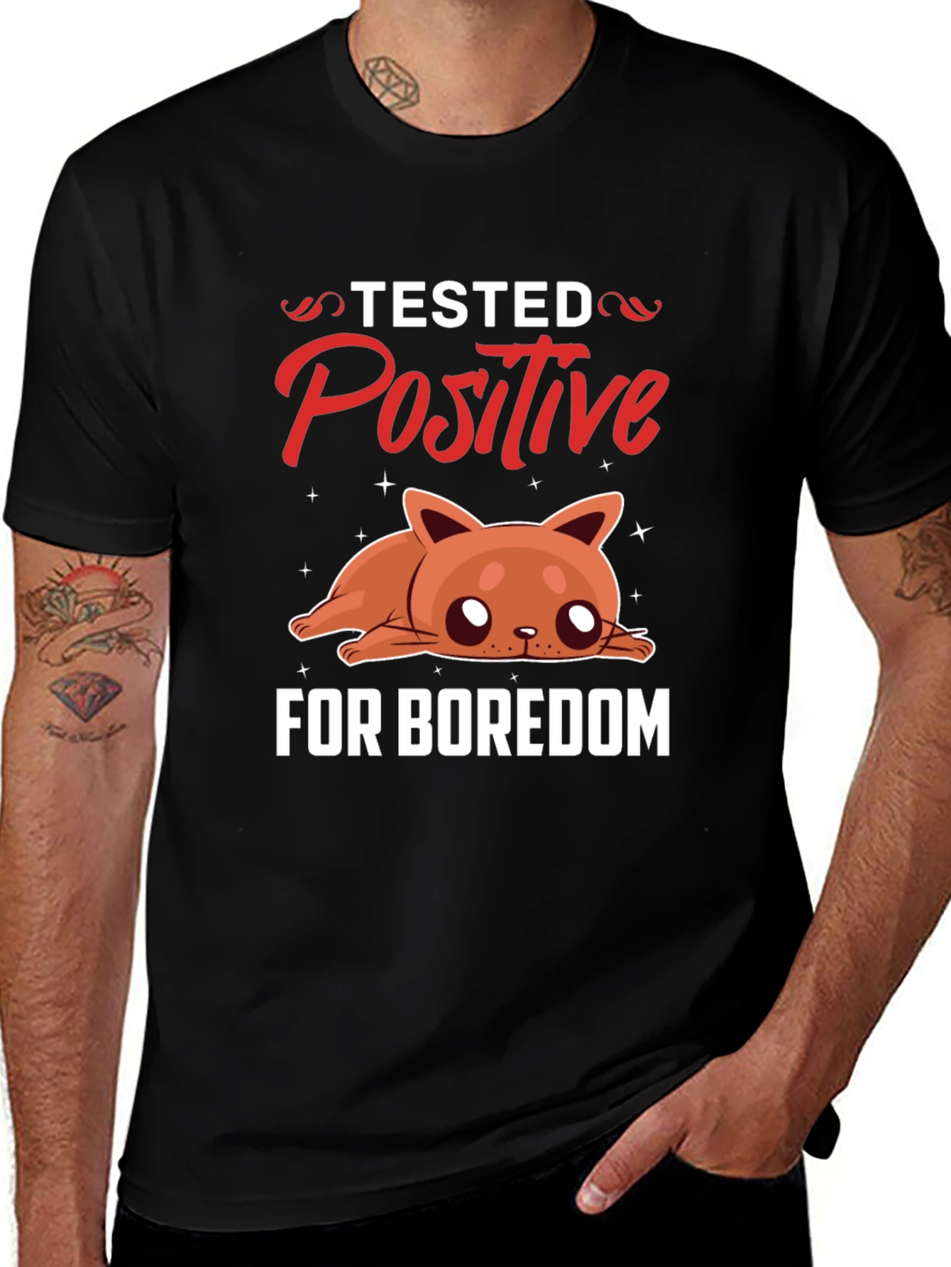 Variant 14 of Tested Positive for Boredom T-Shirt - Funny Cat Design