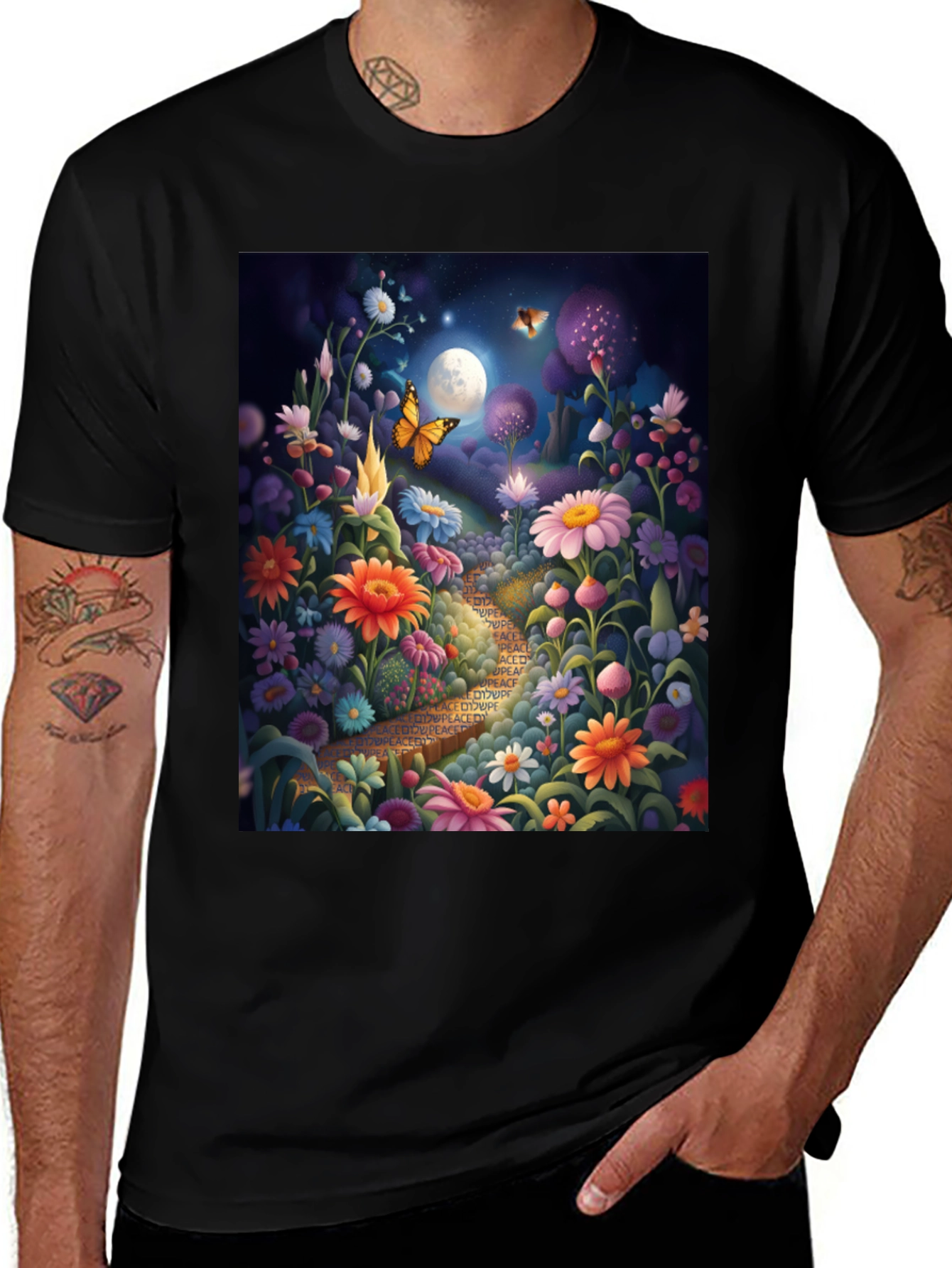 Variant 23 of Floral Path Graphic Tee - Whimsical Design