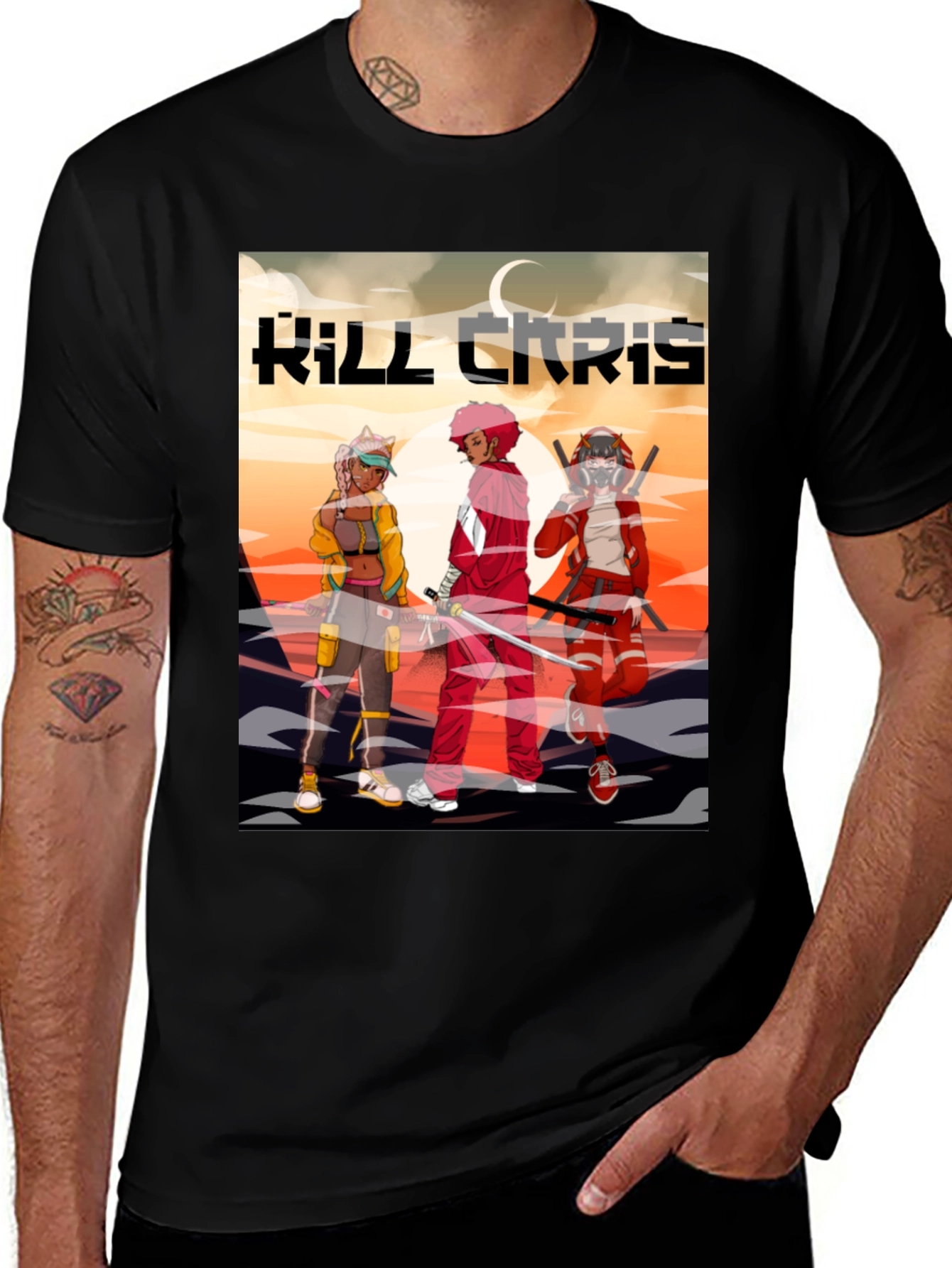 Variant 10 of Kill Chris Anime Graphic Black T-Shirt