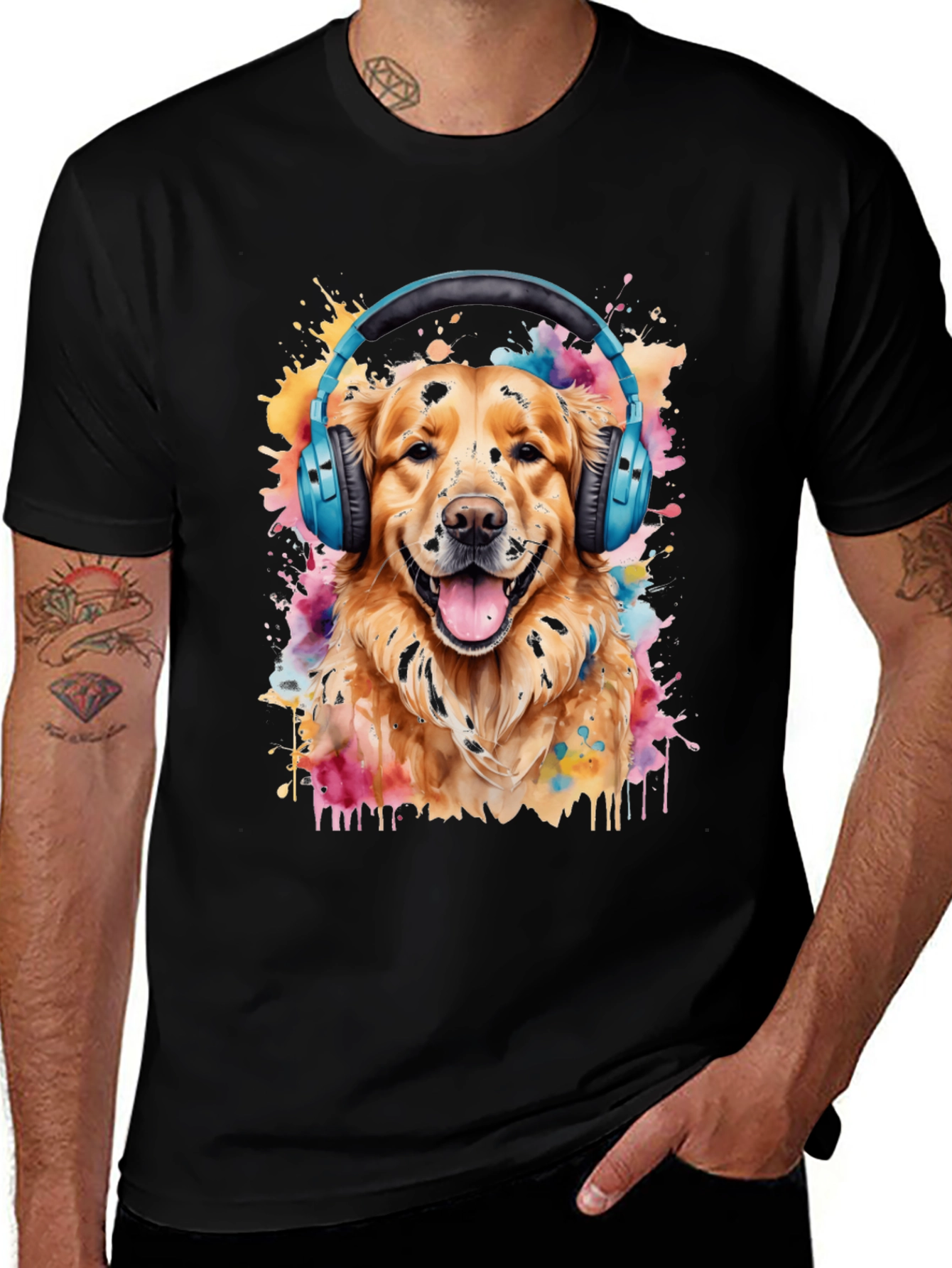 Variant 4 of Dog with Headphones Graphic Tee