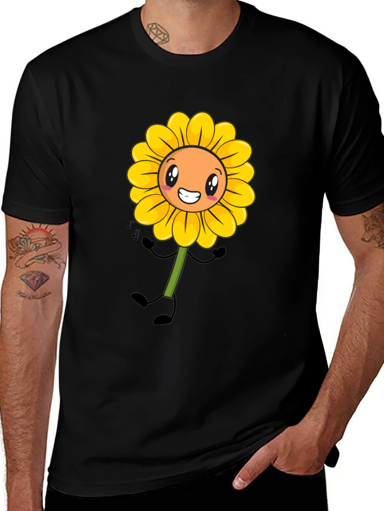 Variant 14 of Sunflower Graphic Tee - Black Cotton Blend T-Shirt