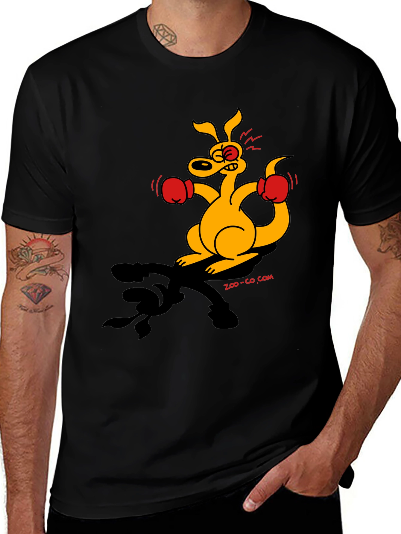 Variant 5 of Boxing Kangaroo Graphic T-Shirt - Black