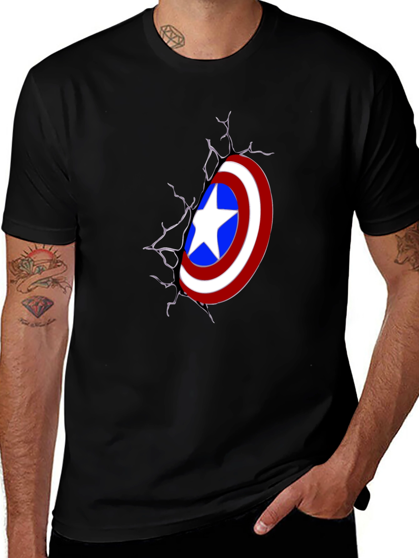 Captain America Shield Graphic Black T-Shirt
