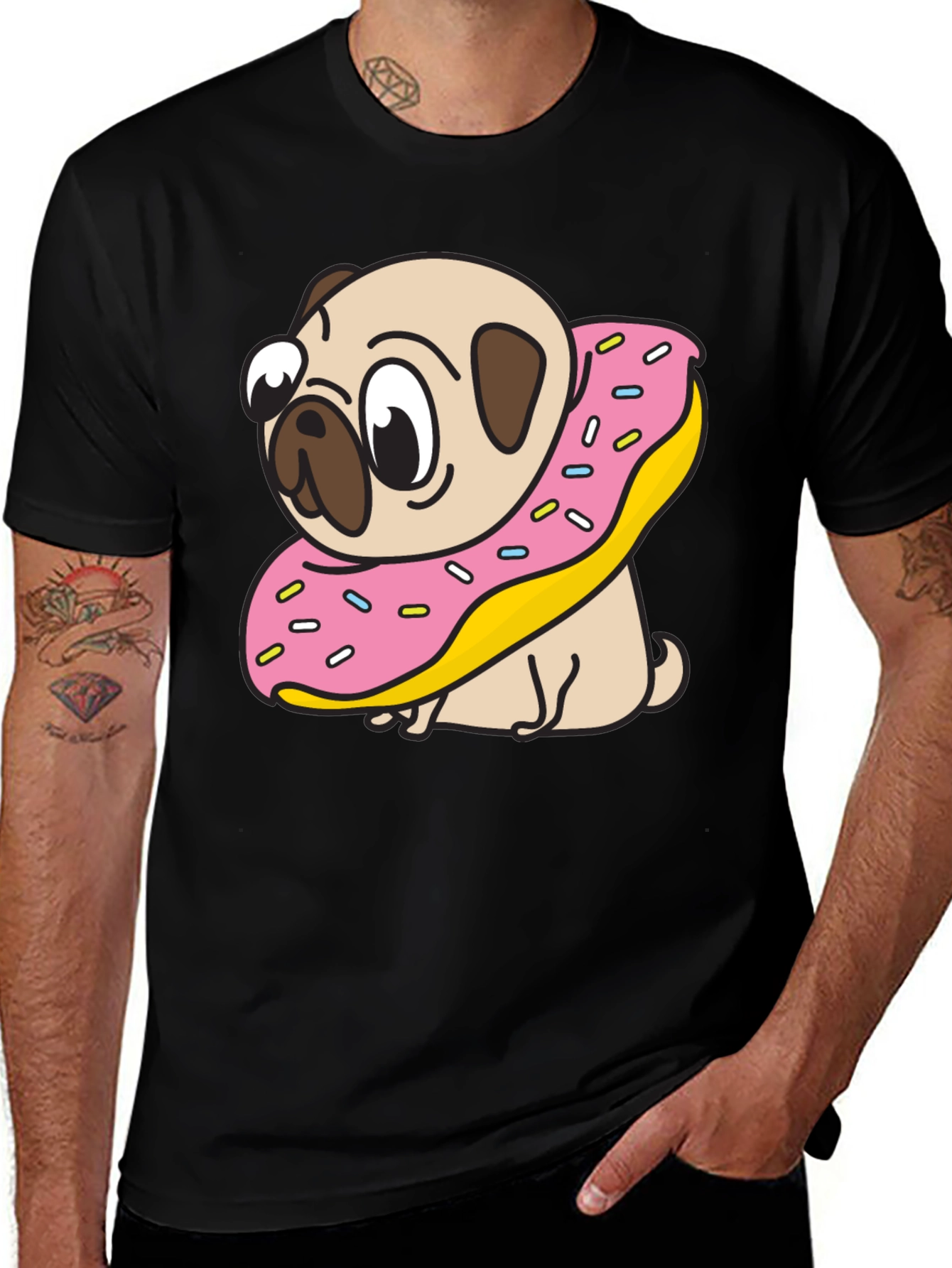 Pug in Donut T-Shirt - Unisex Graphic Tee