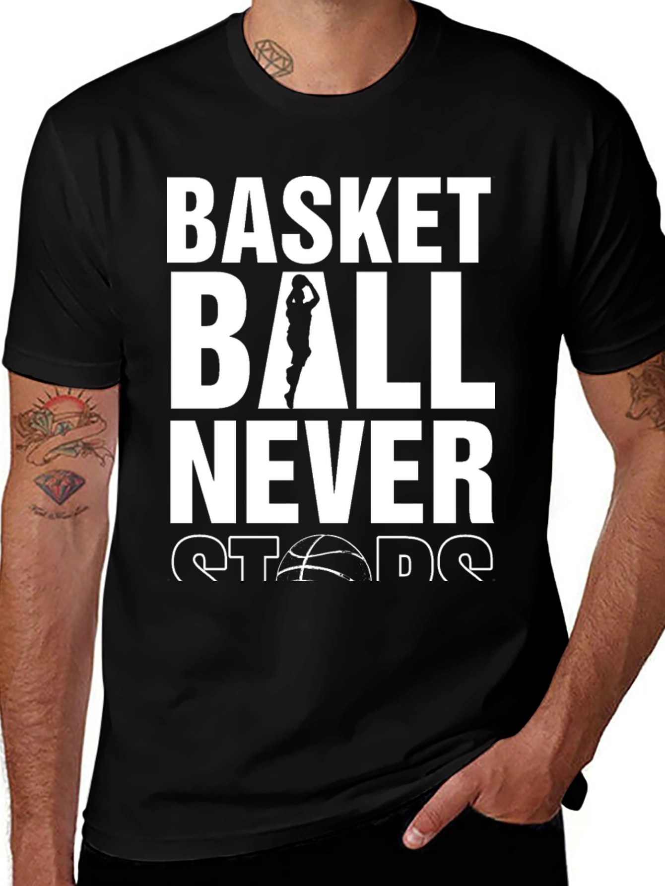 Variant 2 of Basketball Never Stops Graphic T-Shirt
