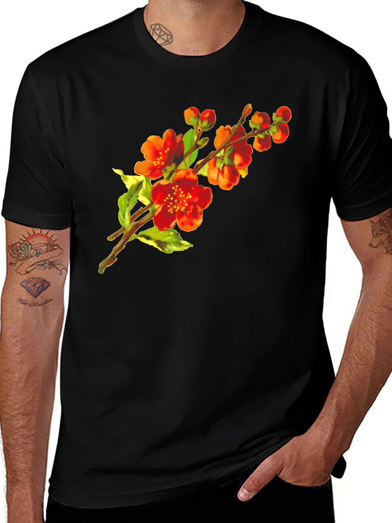 Variant 7 of Blossom Branch Graphic Tee - Stylish Floral Design