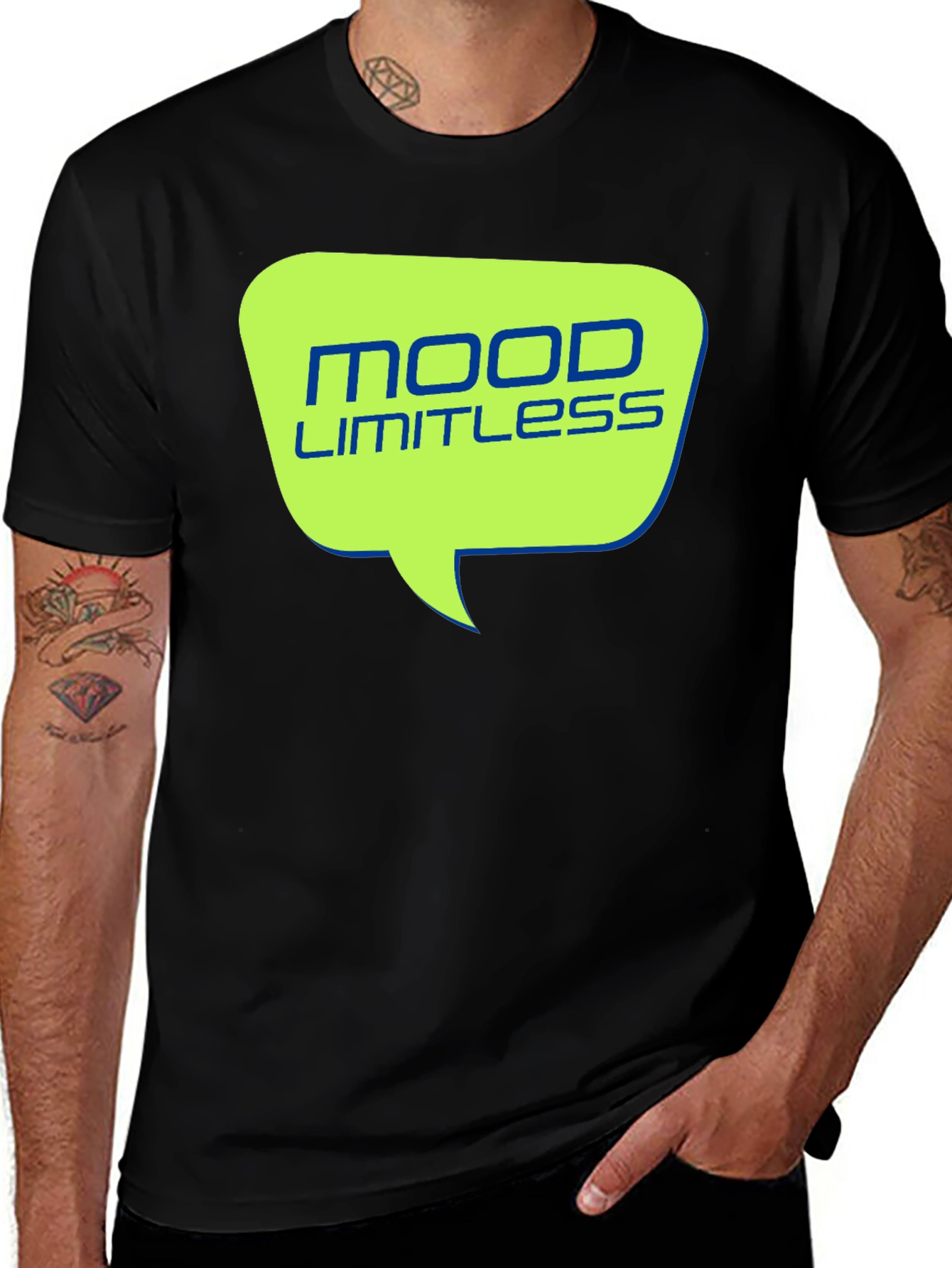Variant 14 of Mood Limitless Men's Black Graphic Tee