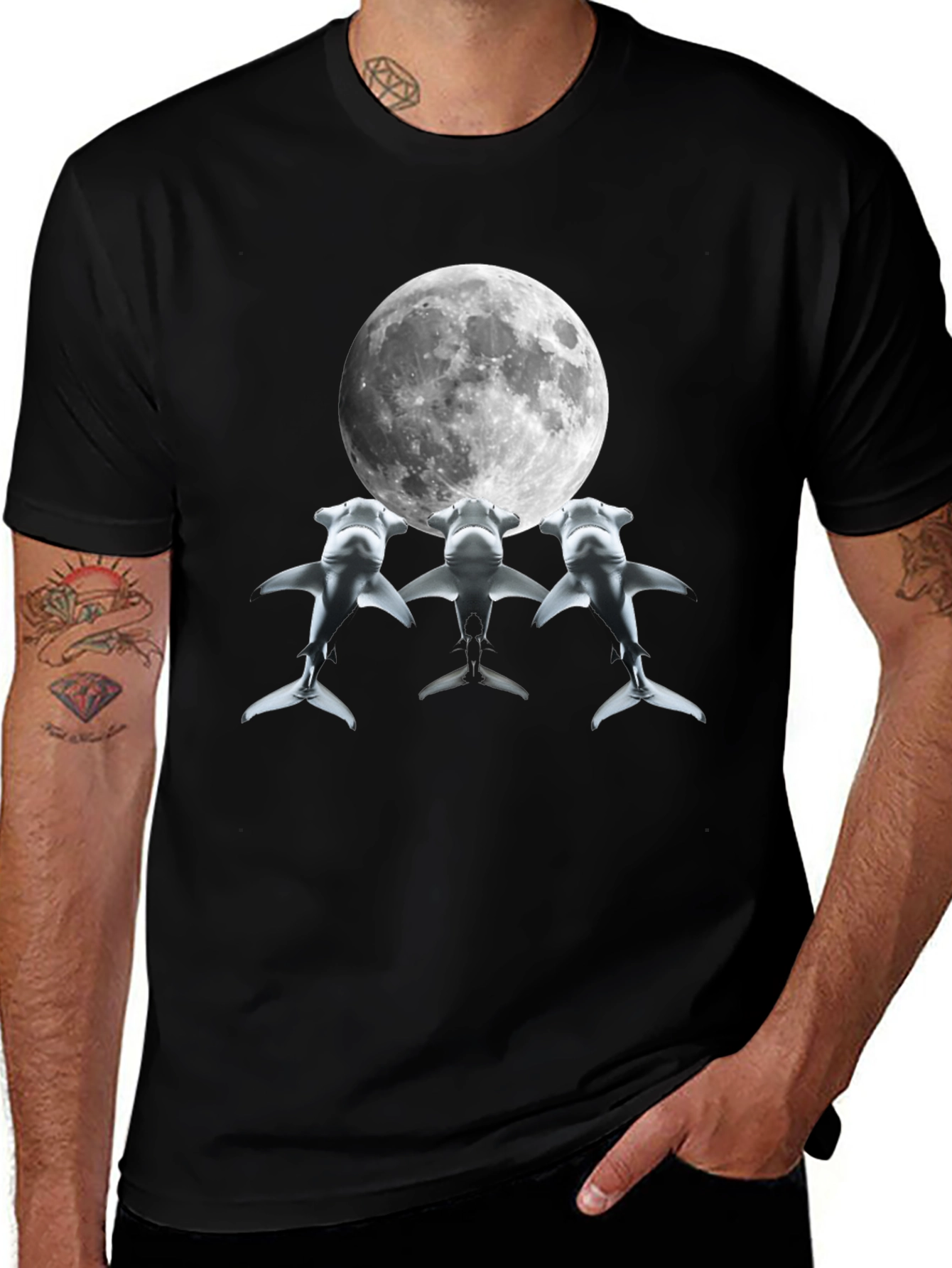 Variant 30 of Shark Moon T-Shirt - Unique Graphic Tee