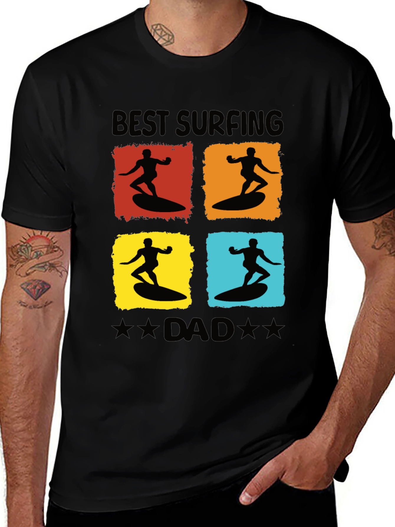 Variant 26 of Best Surfing Dad T-Shirt - Cool Surfer Design
