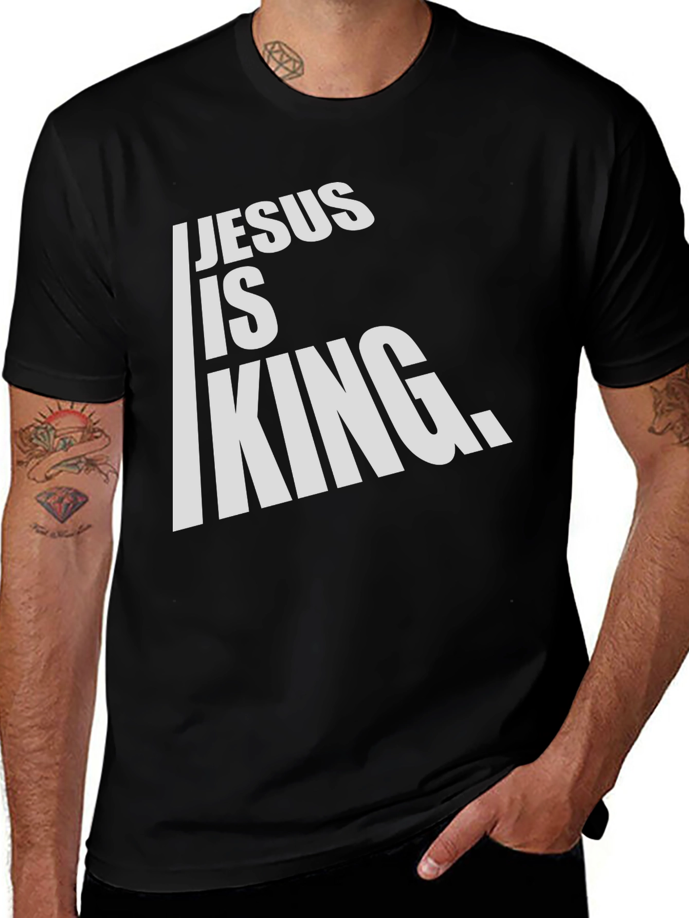Variant 17 of Jesus is King Black Graphic Tee Shirt