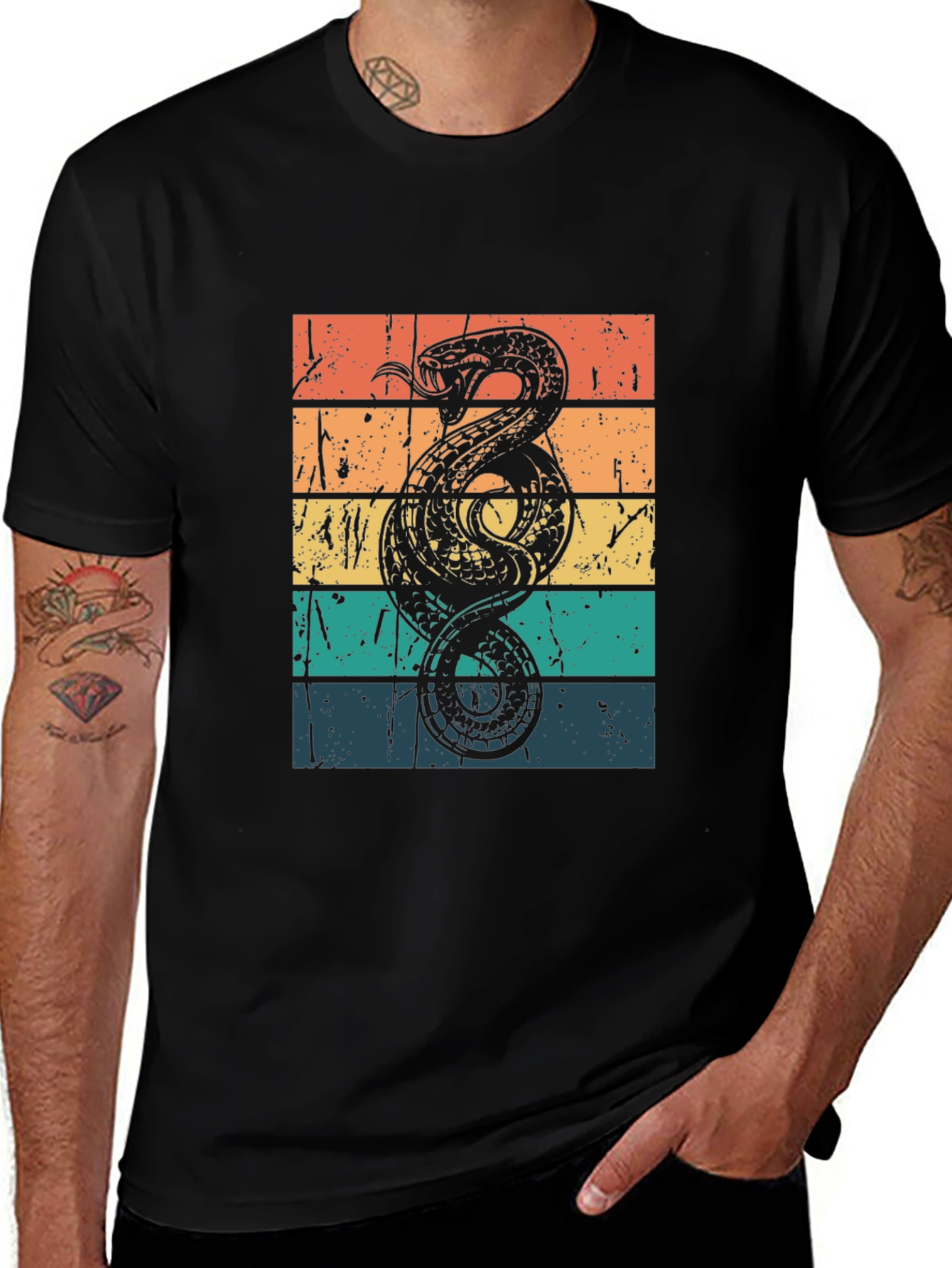 Variant 8 of Vintage Snake Graphic Black T-Shirt