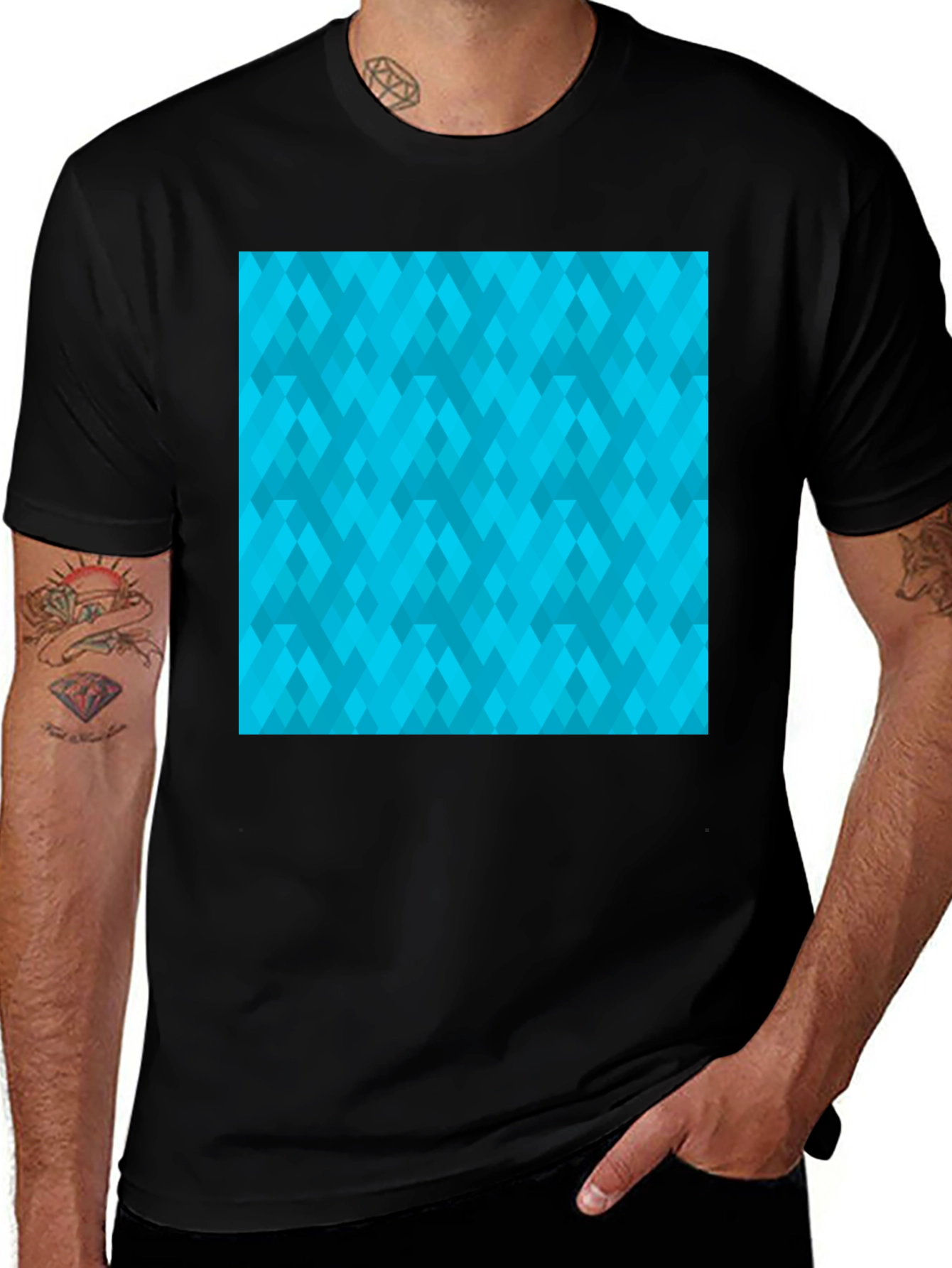 Variant 13 of Geometric Pattern Tee - Modern Black Shirt