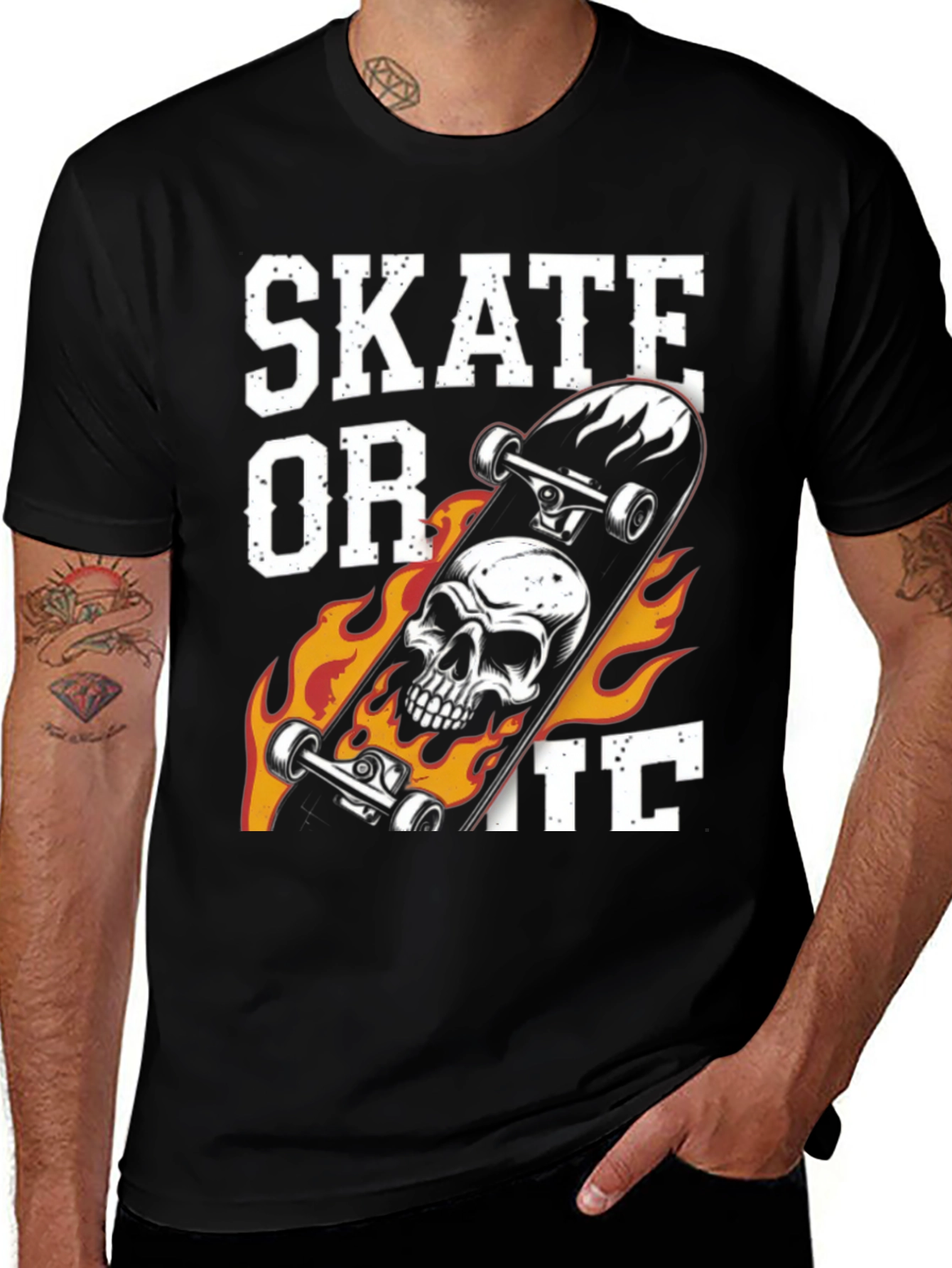Variant 13 of Skate or Die Graphic Print Black T-Shirt